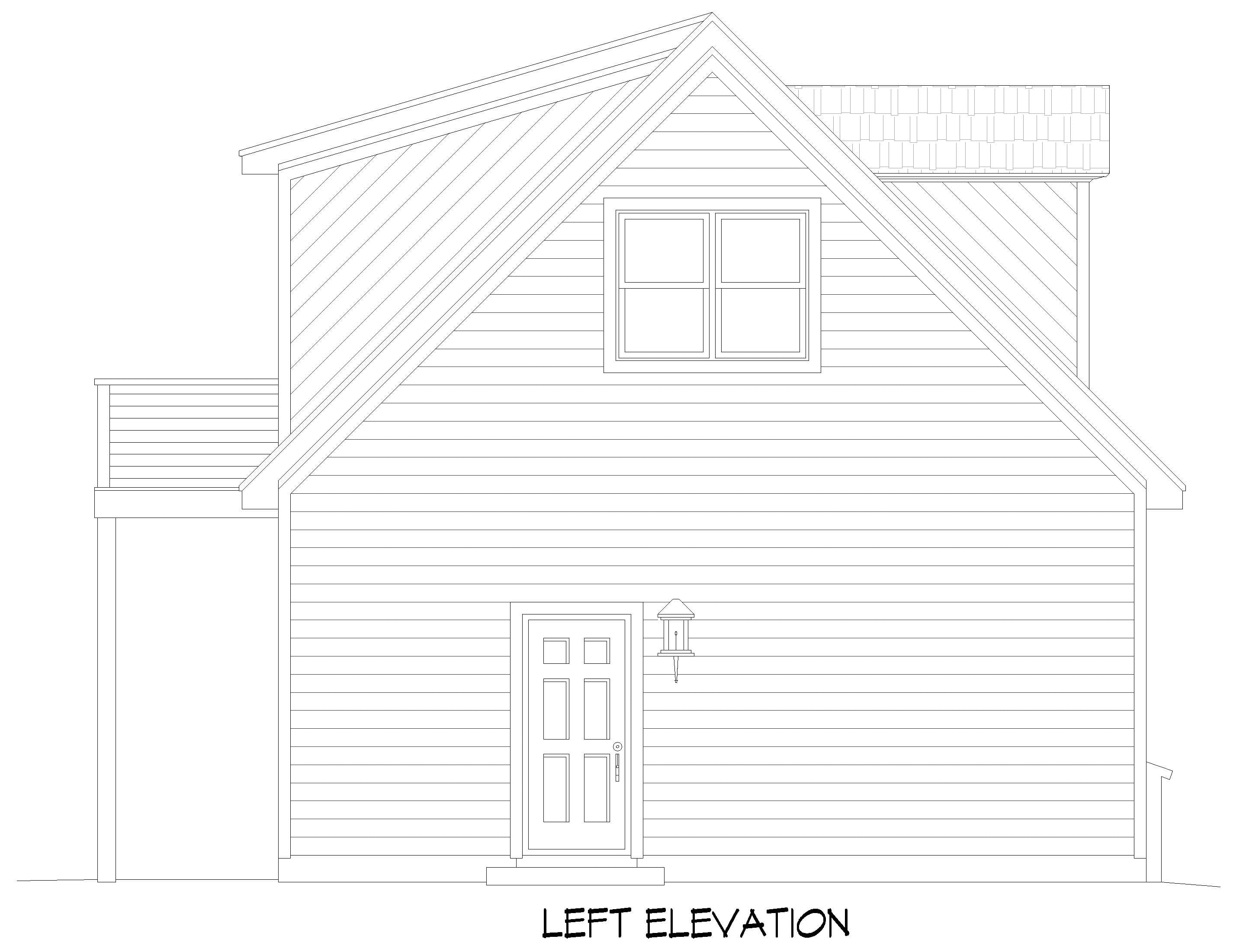 Home Plan Left Elevation of this 0-Bedroom,965 Sq Ft Plan -196-1866
