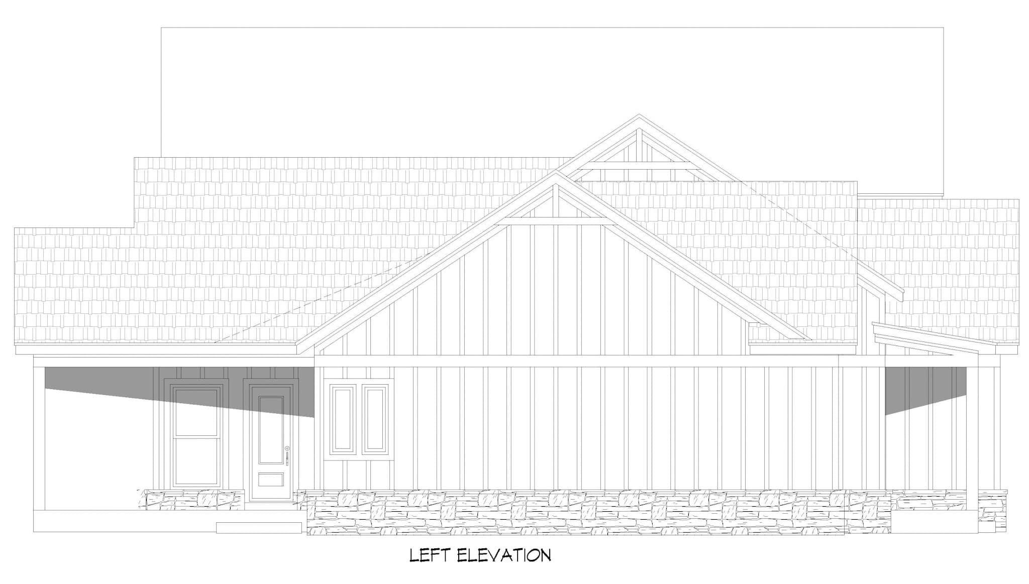 Home Plan Left Elevation of this 4-Bedroom,3136 Sq Ft Plan -196-1867