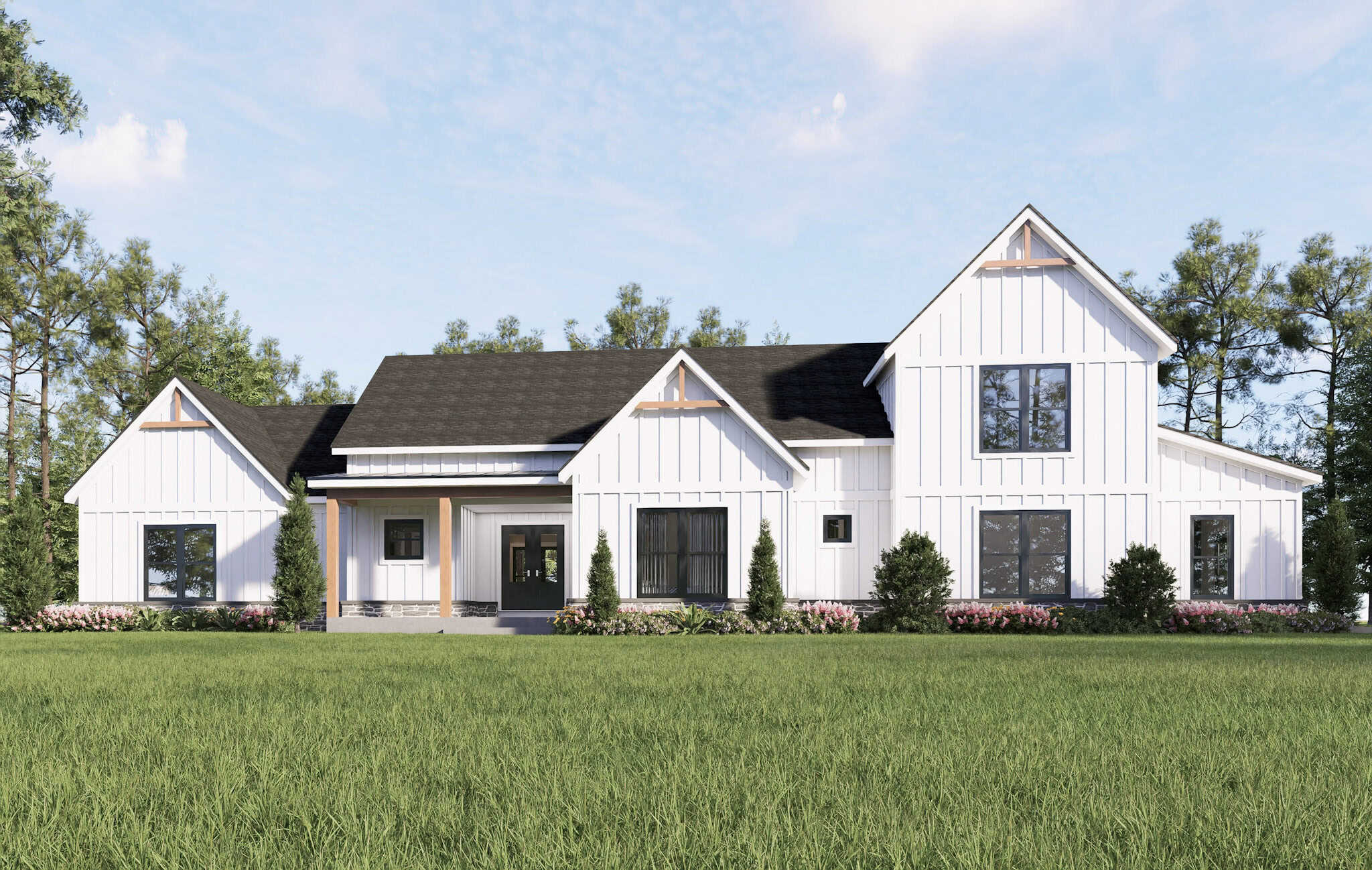 Front elevation of Modern Farmhouse home (ThePlanCollection: House Plan #196-1867)