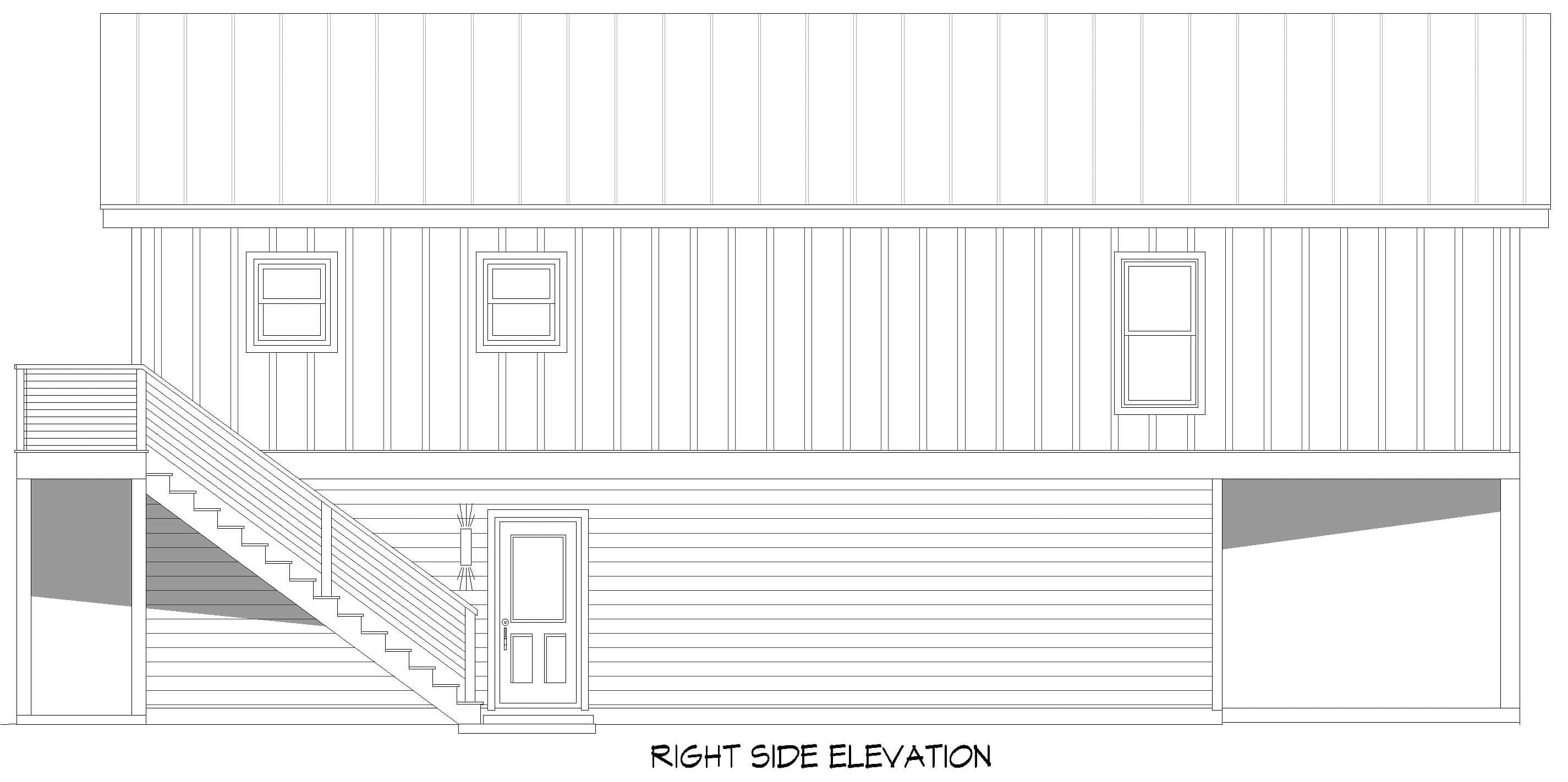 Home Plan Right Elevation of this 2-Bedroom,784 Sq Ft Plan -196-1868
