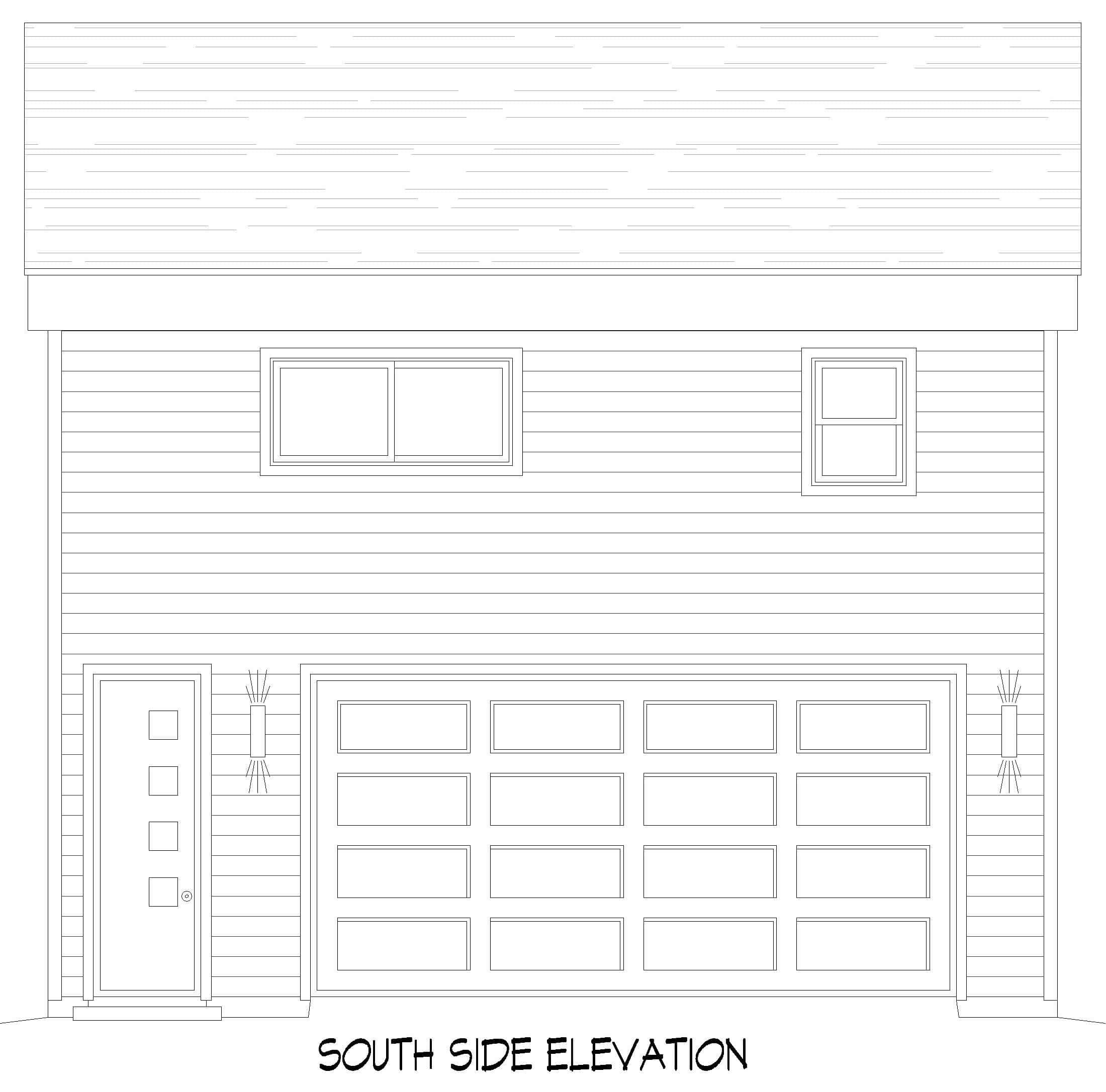Home Plan Rear Elevation of this 1-Bedroom,1 Sq Ft Plan -196-1869