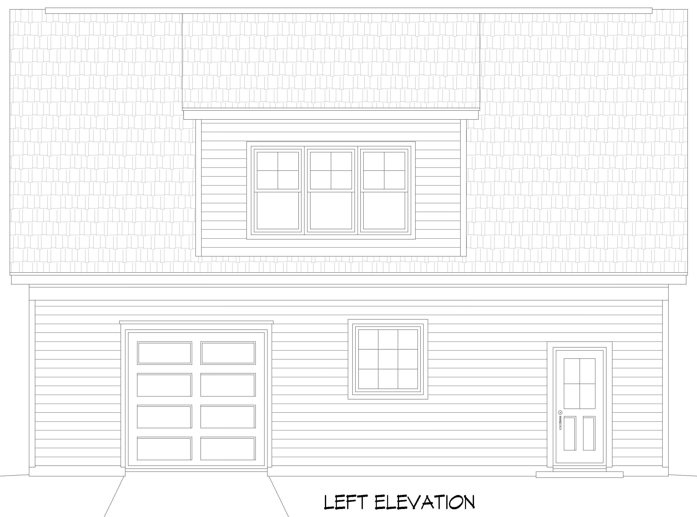 Home Plan Left Elevation of this 1-Bedroom,810 Sq Ft Plan -196-1870