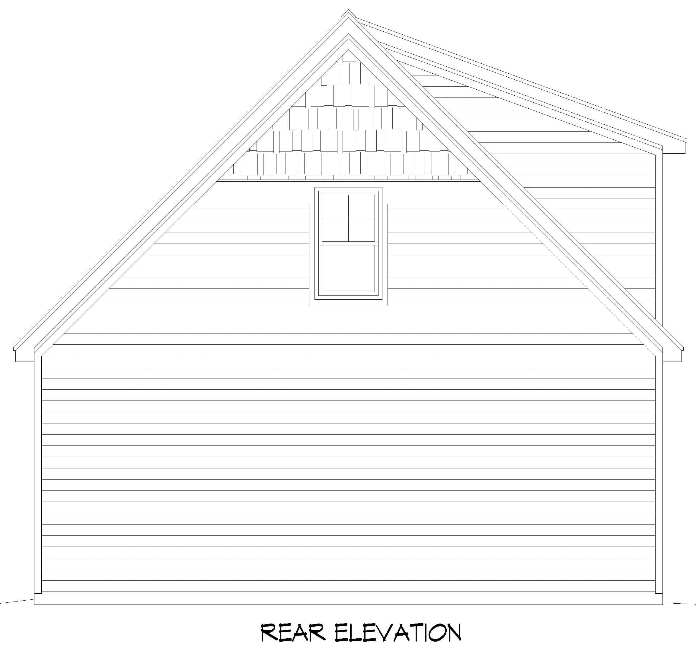 Home Plan Rear Elevation of this 1-Bedroom,810 Sq Ft Plan -196-1870