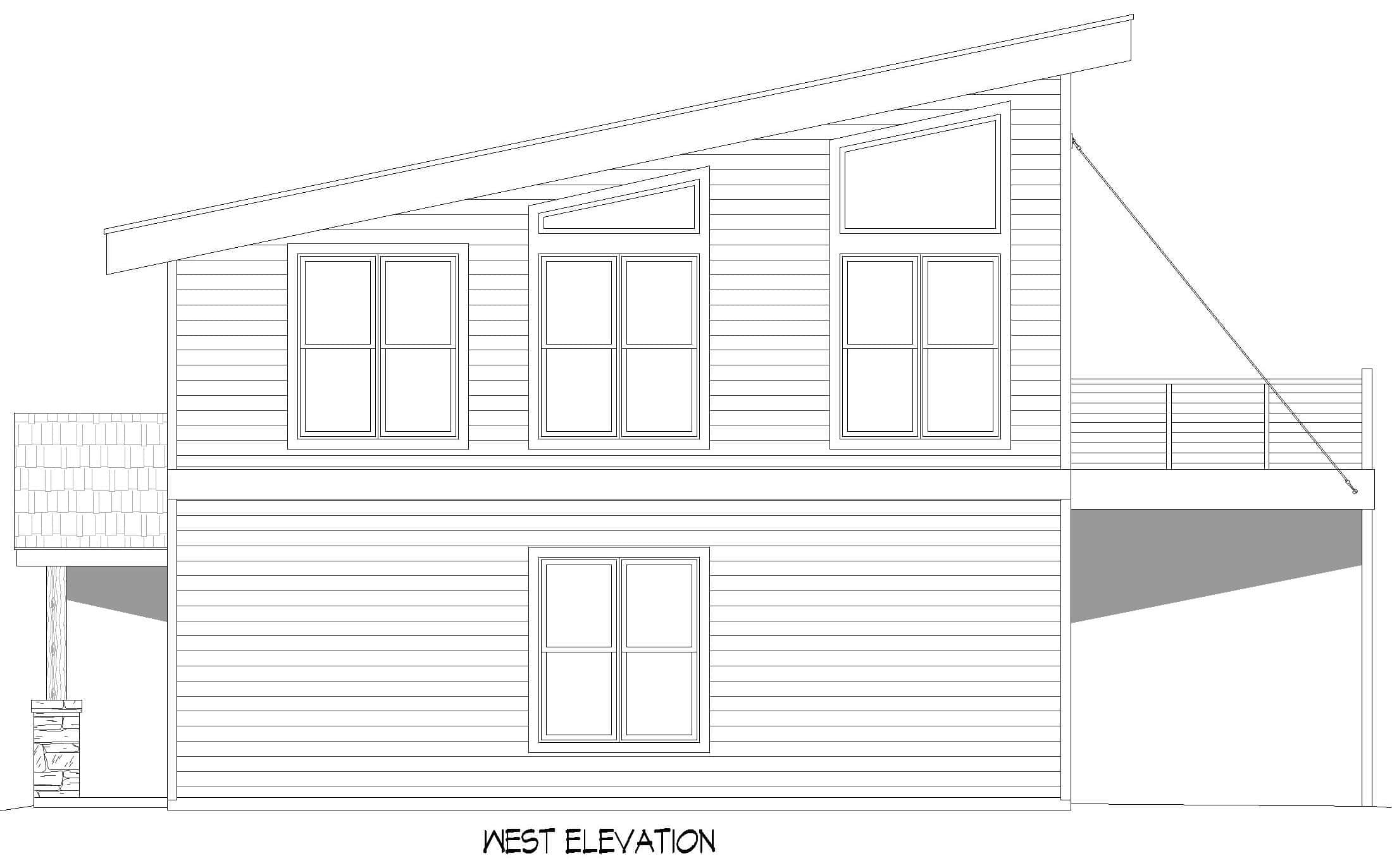 Home Plan Right Elevation of this 1-Bedroom,847 Sq Ft Plan -196-1871