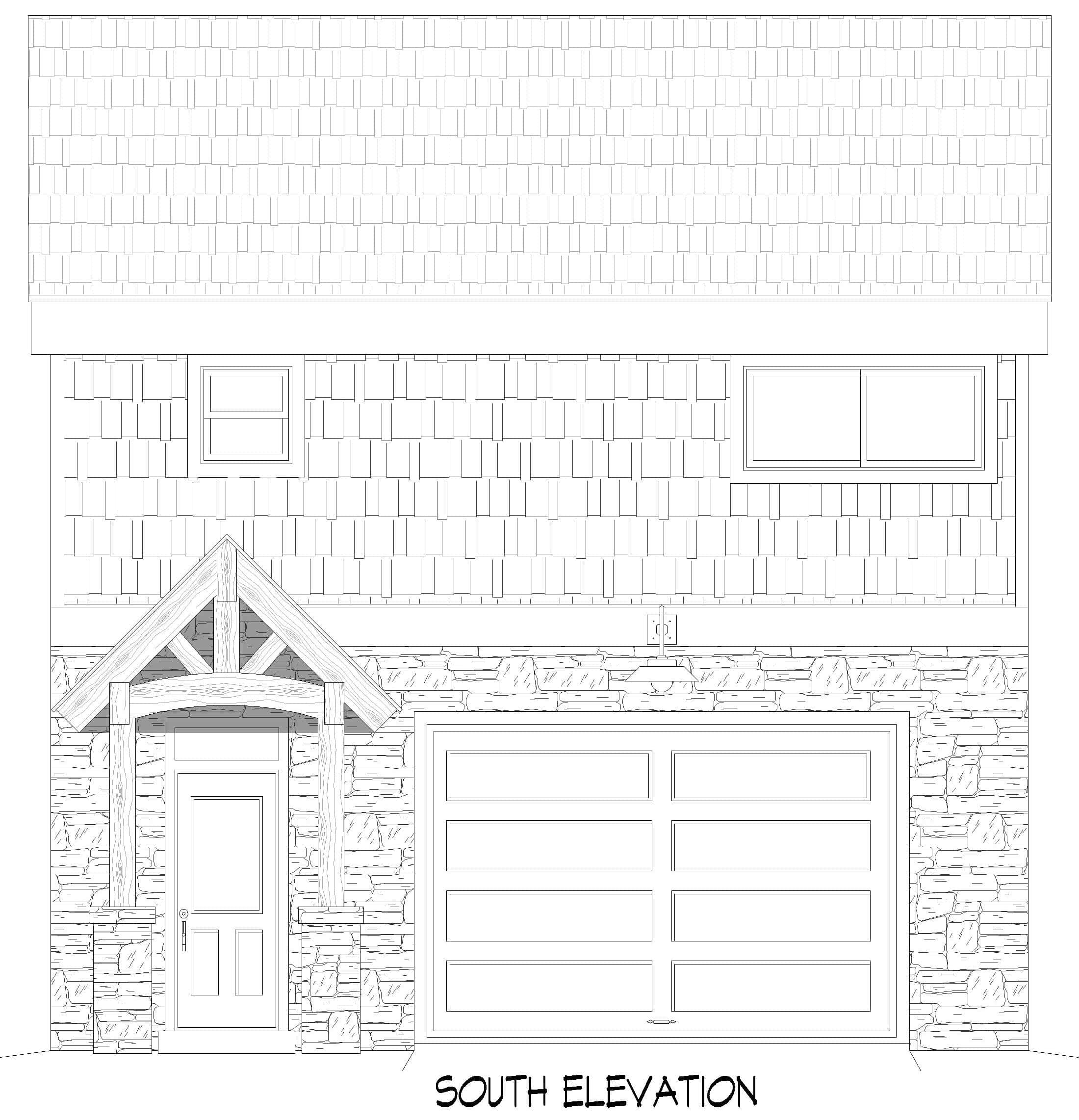 Home Plan Front Elevation of this 1-Bedroom,847 Sq Ft Plan -196-1871