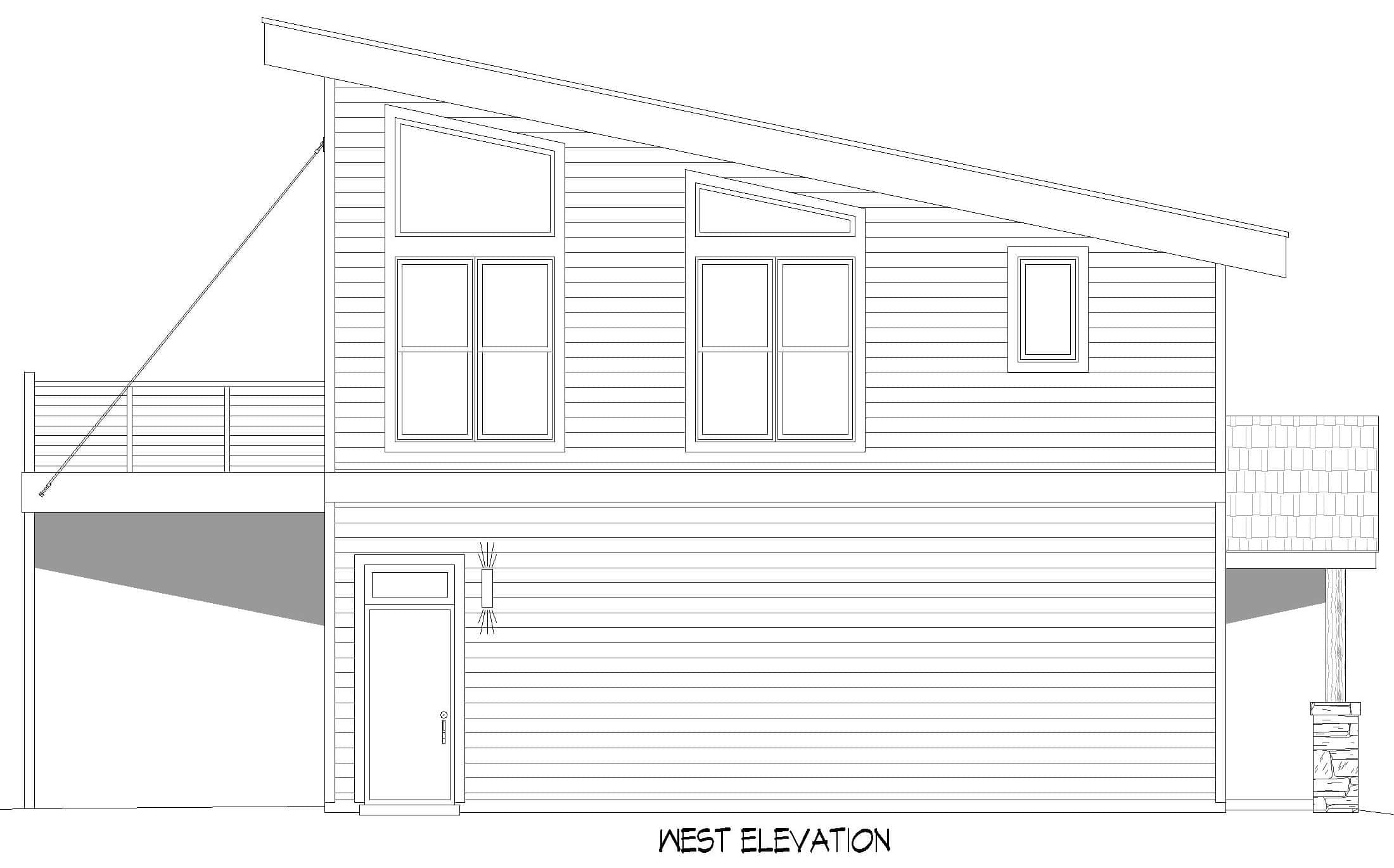 Home Plan Right Elevation of this 1-Bedroom,847 Sq Ft Plan -196-1871