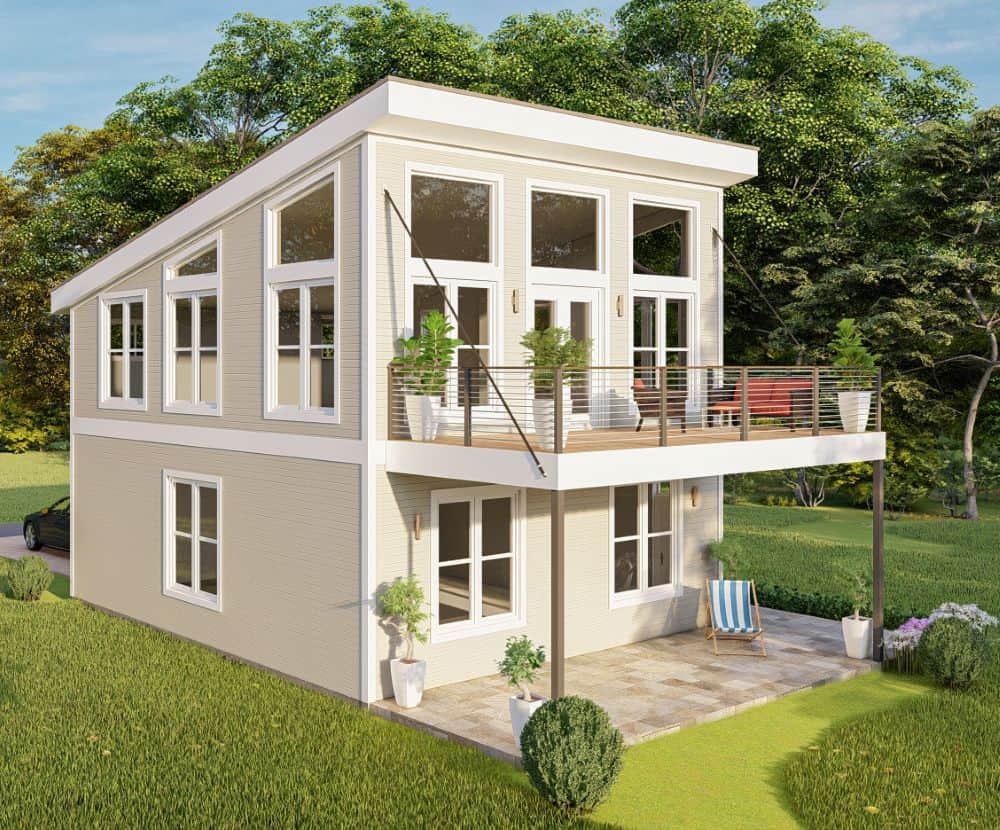 Front elevation of Garage w/Apartments home (ThePlanCollection: House Plan #196-1871)