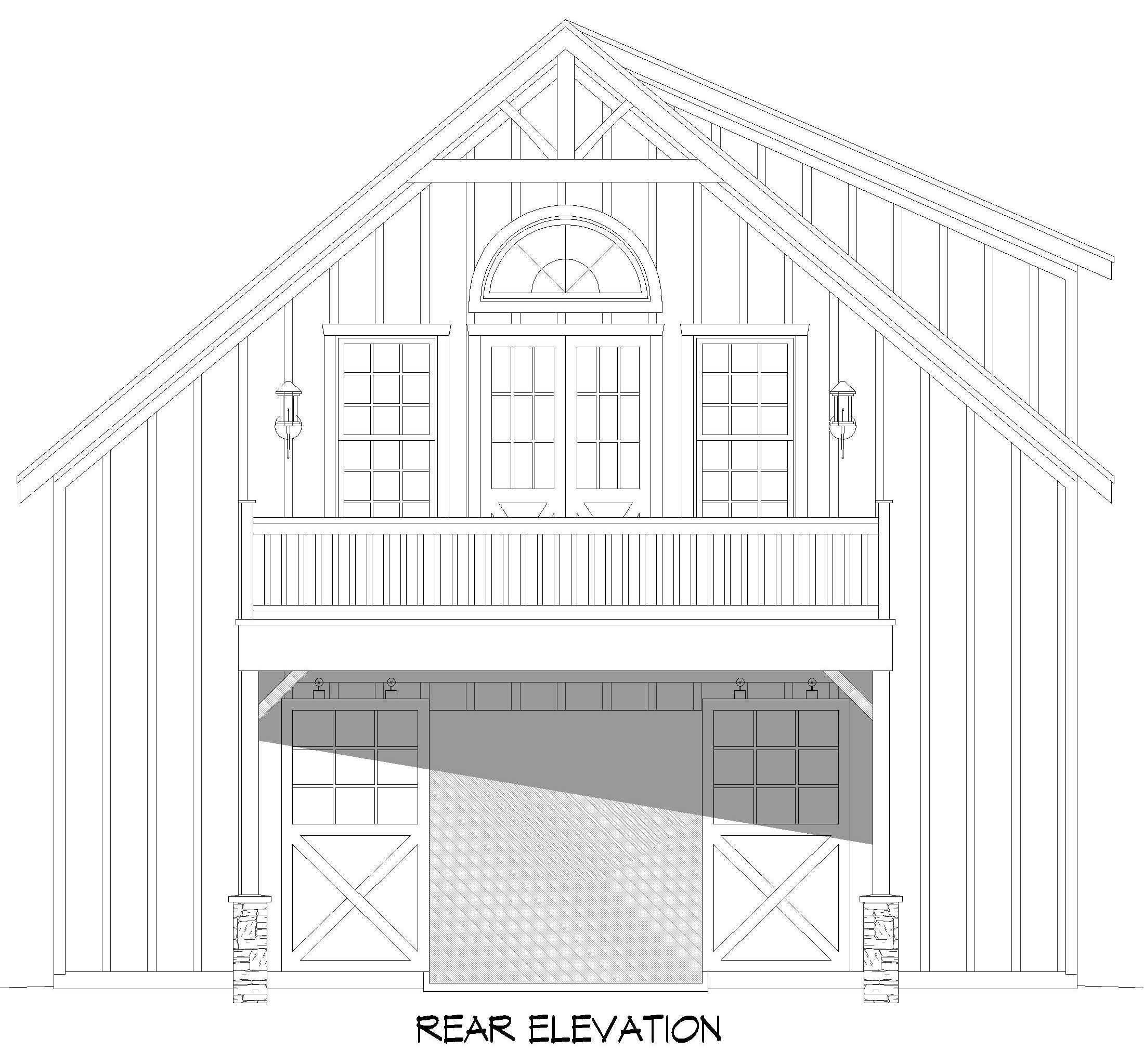 Home Plan Rear Elevation of this 1-Bedroom,1230 Sq Ft Plan -196-1872