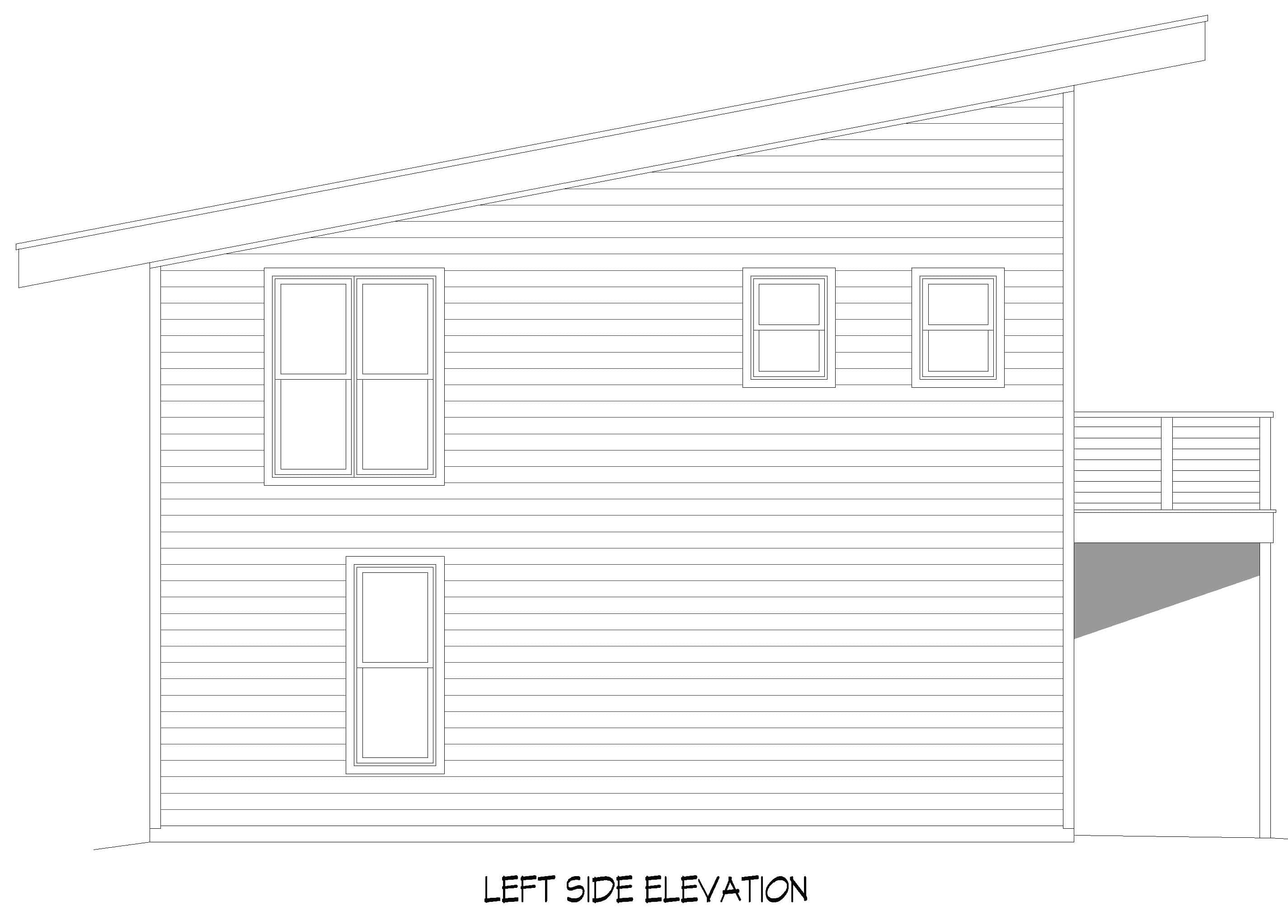 Home Plan Left Elevation of this 3-Bedroom,870 Sq Ft Plan -196-1873