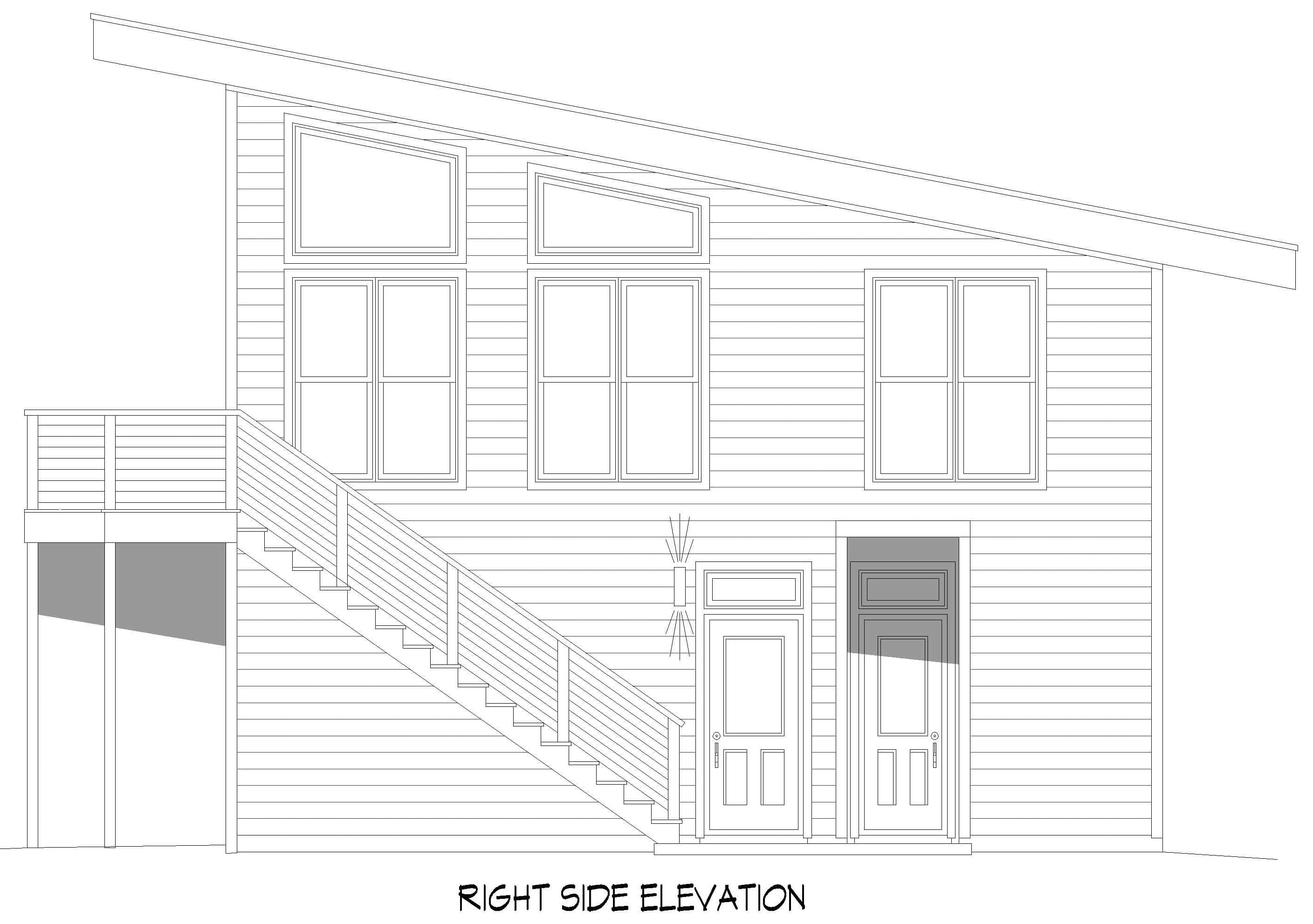 Home Plan Right Elevation of this 3-Bedroom,870 Sq Ft Plan -196-1873