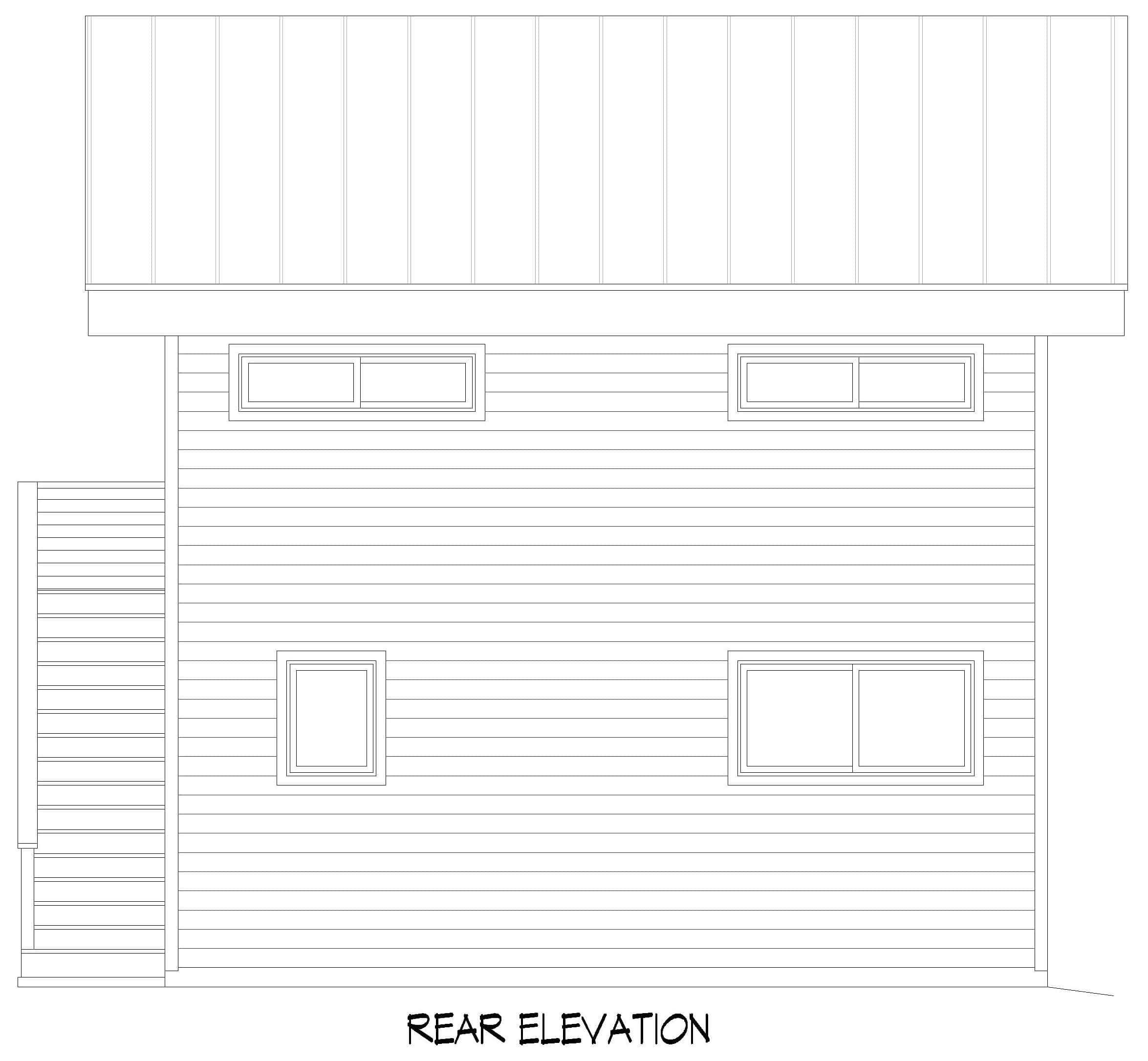 Home Plan Rear Elevation of this 3-Bedroom,870 Sq Ft Plan -196-1873