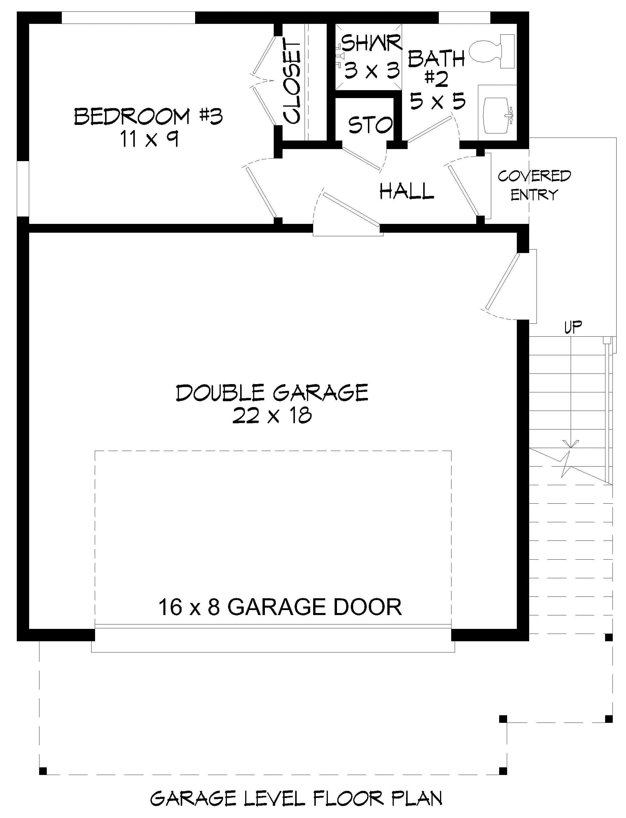 Main Level of Contemporary Plan #196-1873