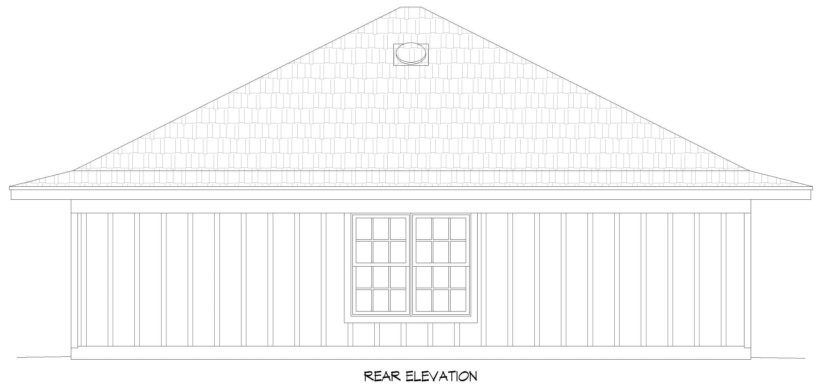 Home Plan Rear Elevation of this 0-Bedroom,1 Sq Ft Plan -196-1875