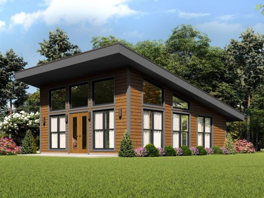 Front elevation of Contemporary home (ThePlanCollection: House Plan #196-1878)