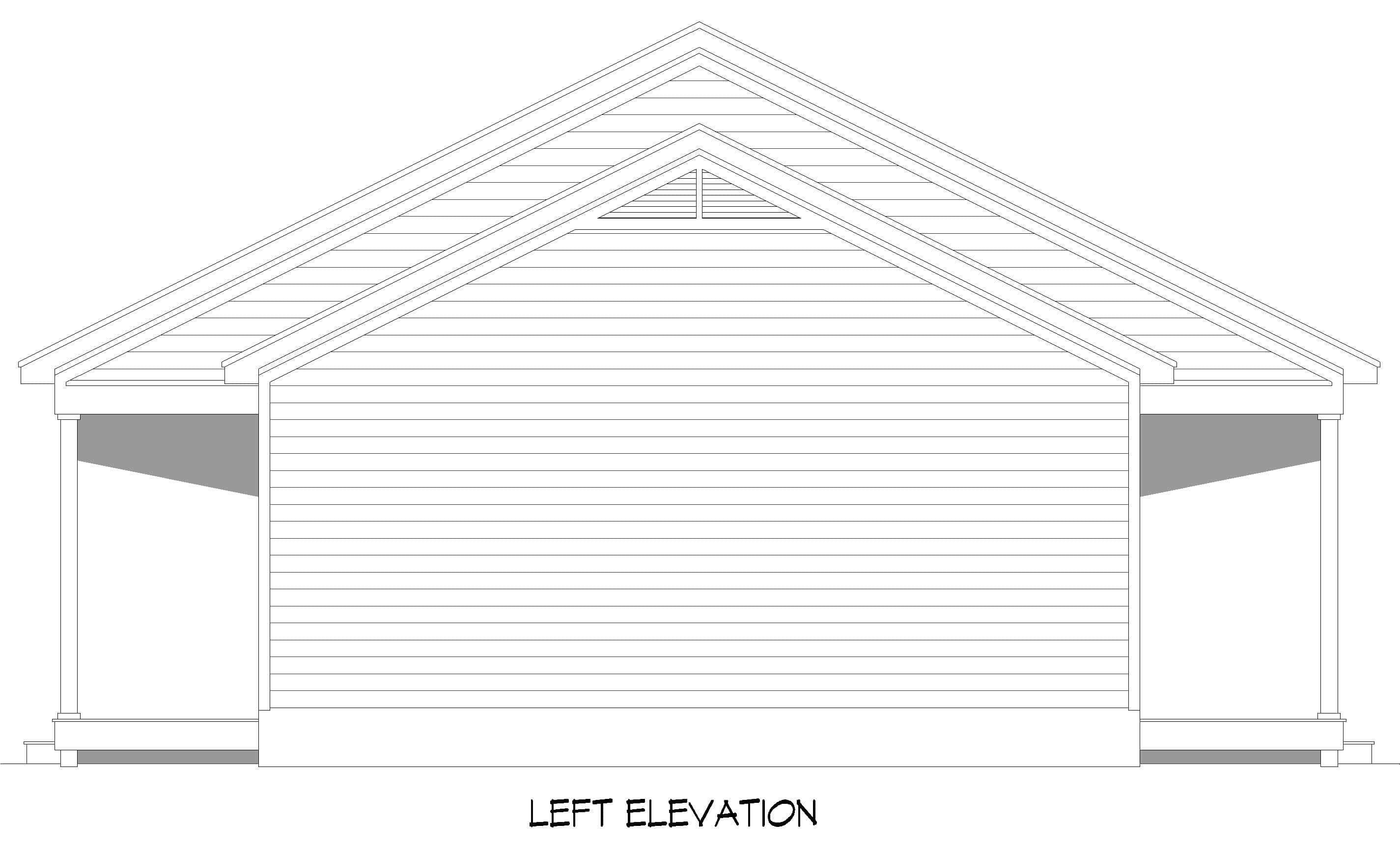 Home Plan Left Elevation of this 1-Bedroom,728 Sq Ft Plan -196-1879