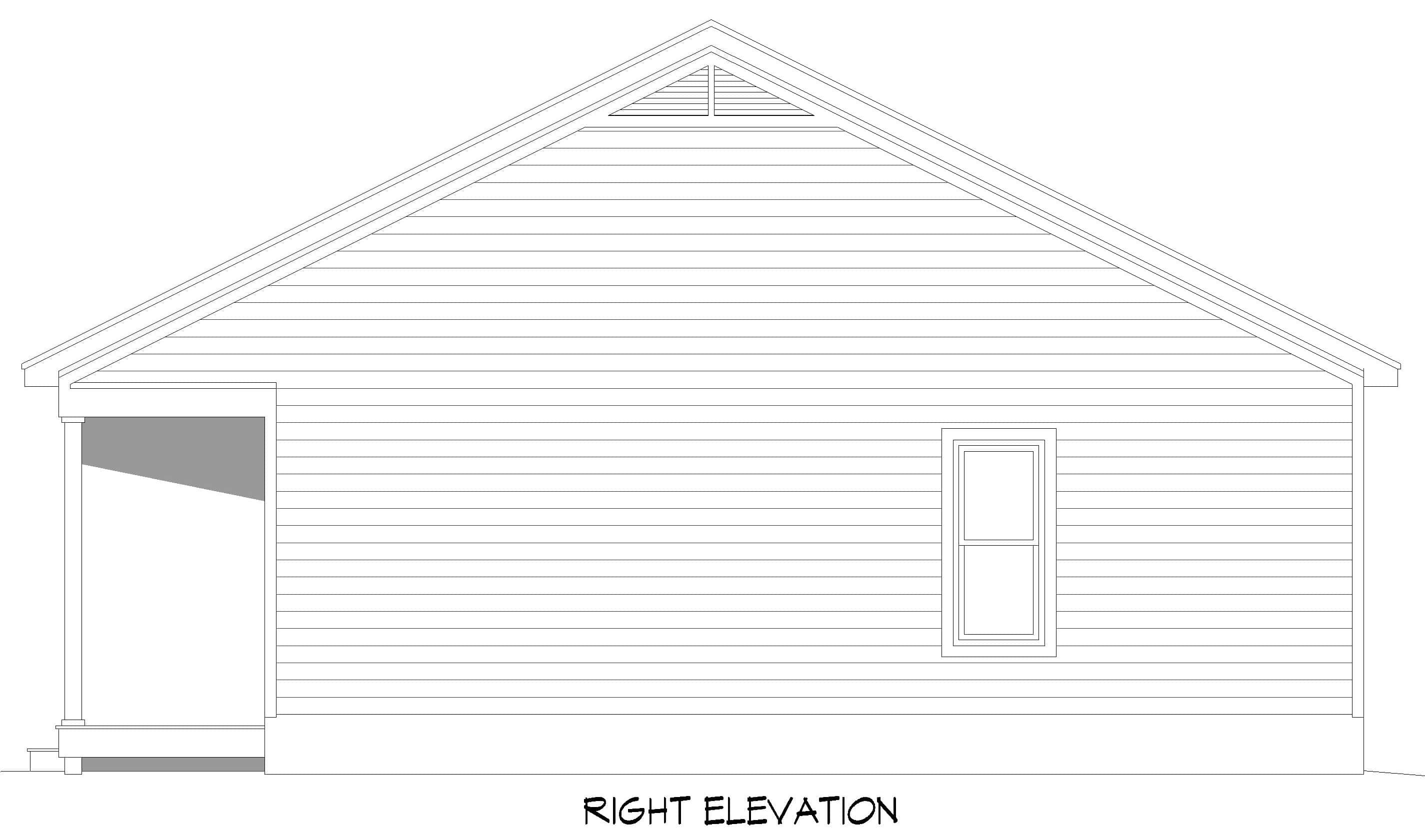 Home Plan Right Elevation of this 1-Bedroom,728 Sq Ft Plan -196-1879