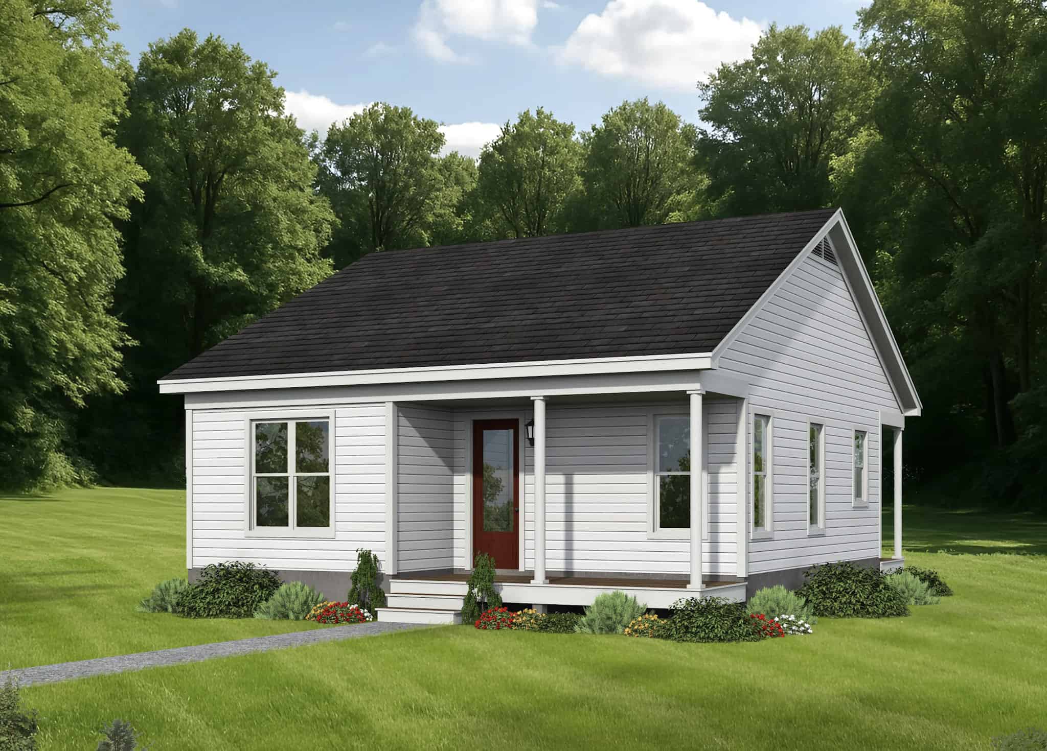 Front elevation of Small House Plans home (ThePlanCollection: House Plan #196-1883)