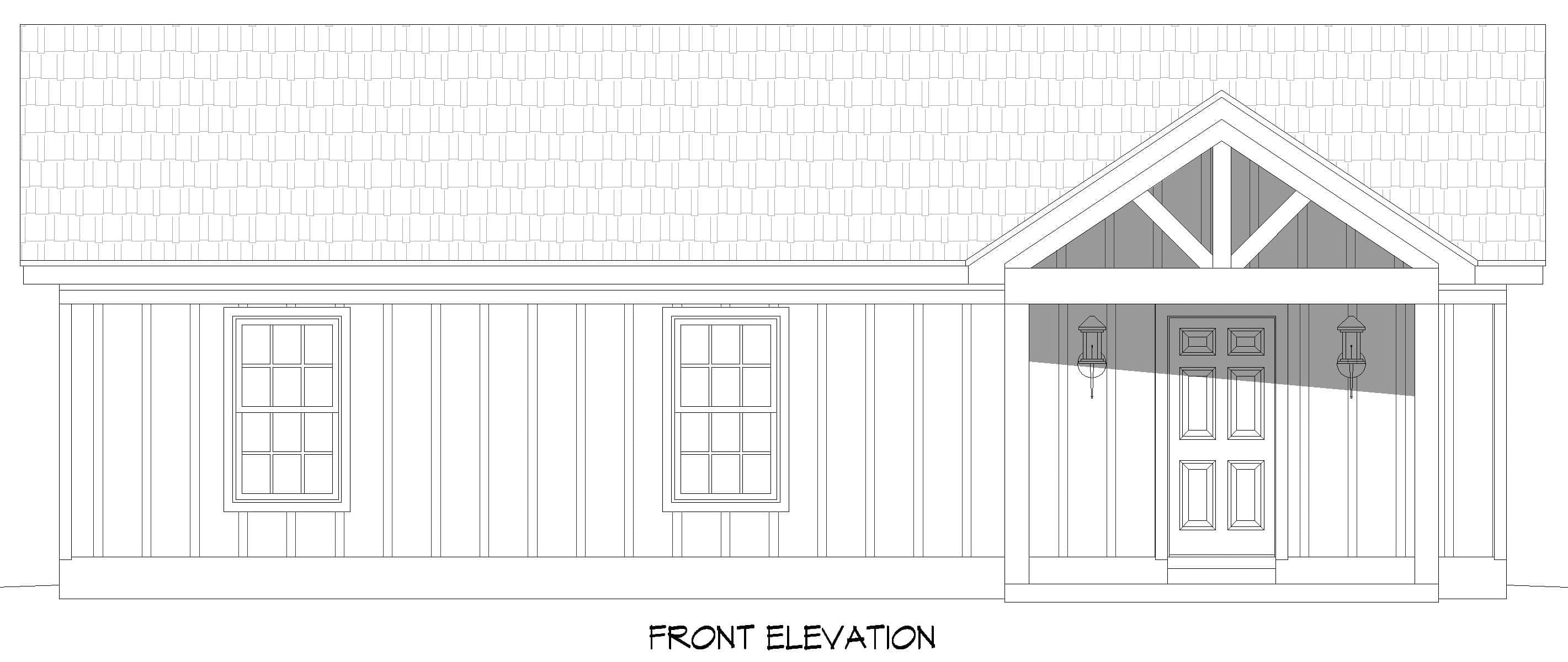 Home Plan Front Elevation of this 2-Bedroom,960 Sq Ft Plan -196-1884