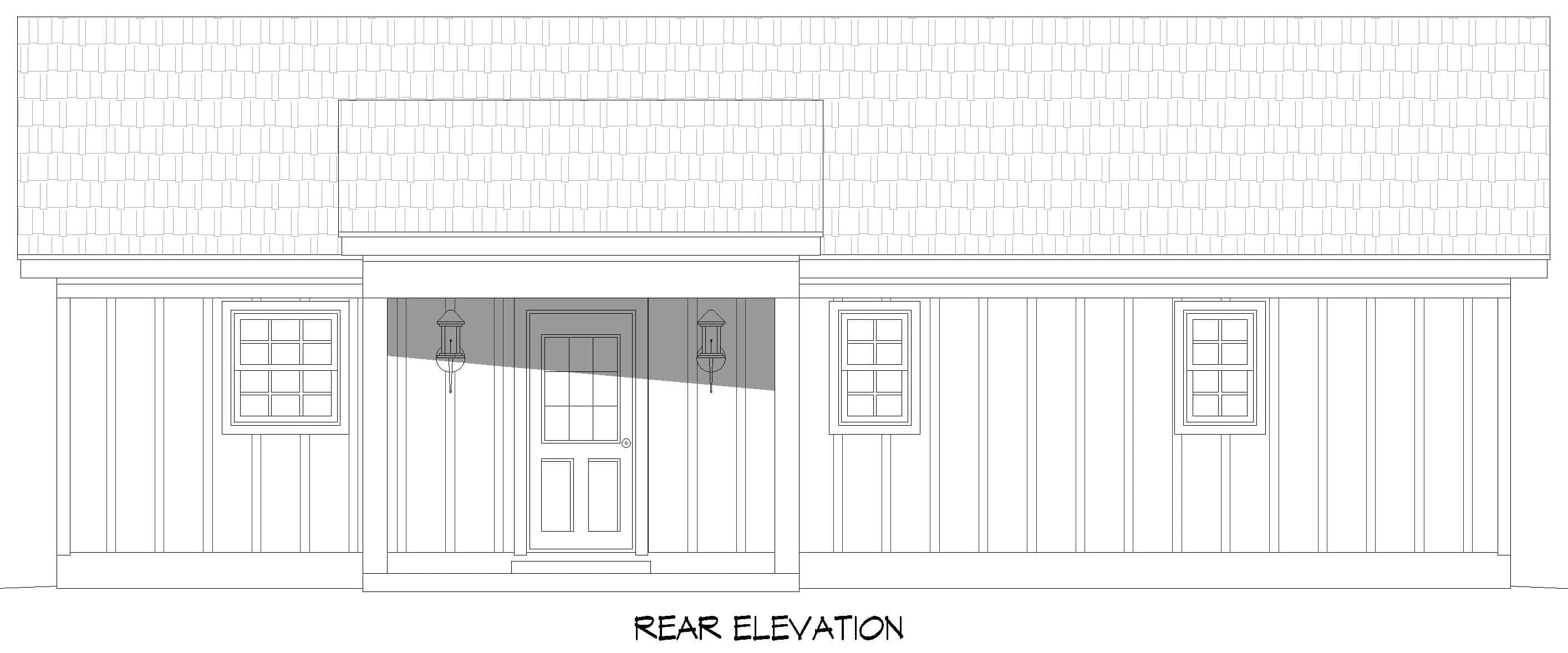Home Plan Rear Elevation of this 2-Bedroom,960 Sq Ft Plan -196-1884