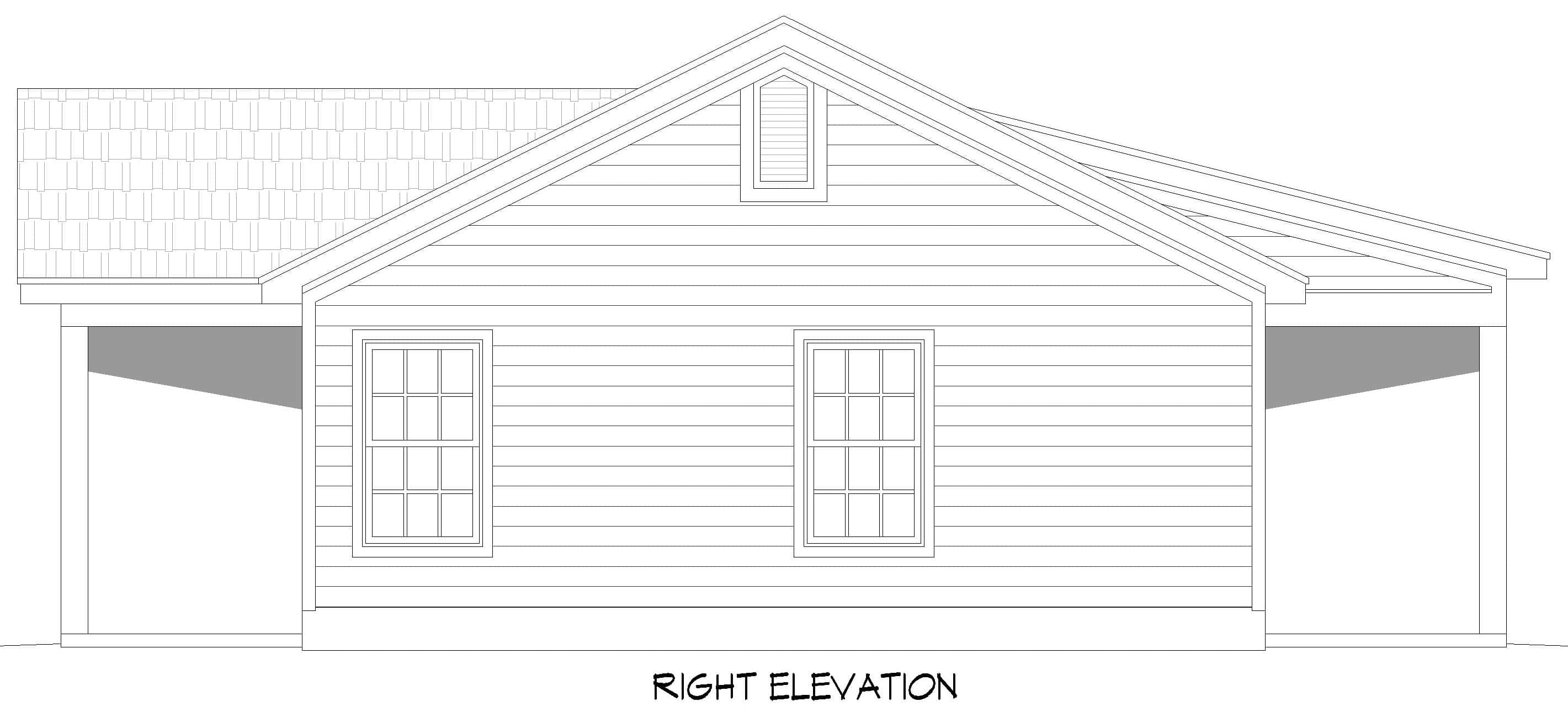 Home Plan Right Elevation of this 2-Bedroom,960 Sq Ft Plan -196-1884