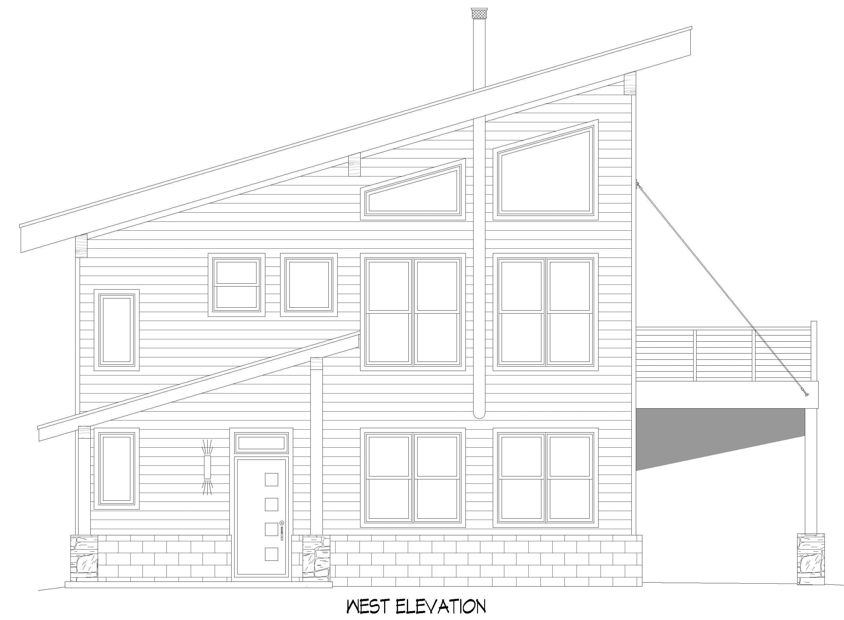 Home Plan Left Elevation of this 4-Bedroom,2184 Sq Ft Plan -196-1885