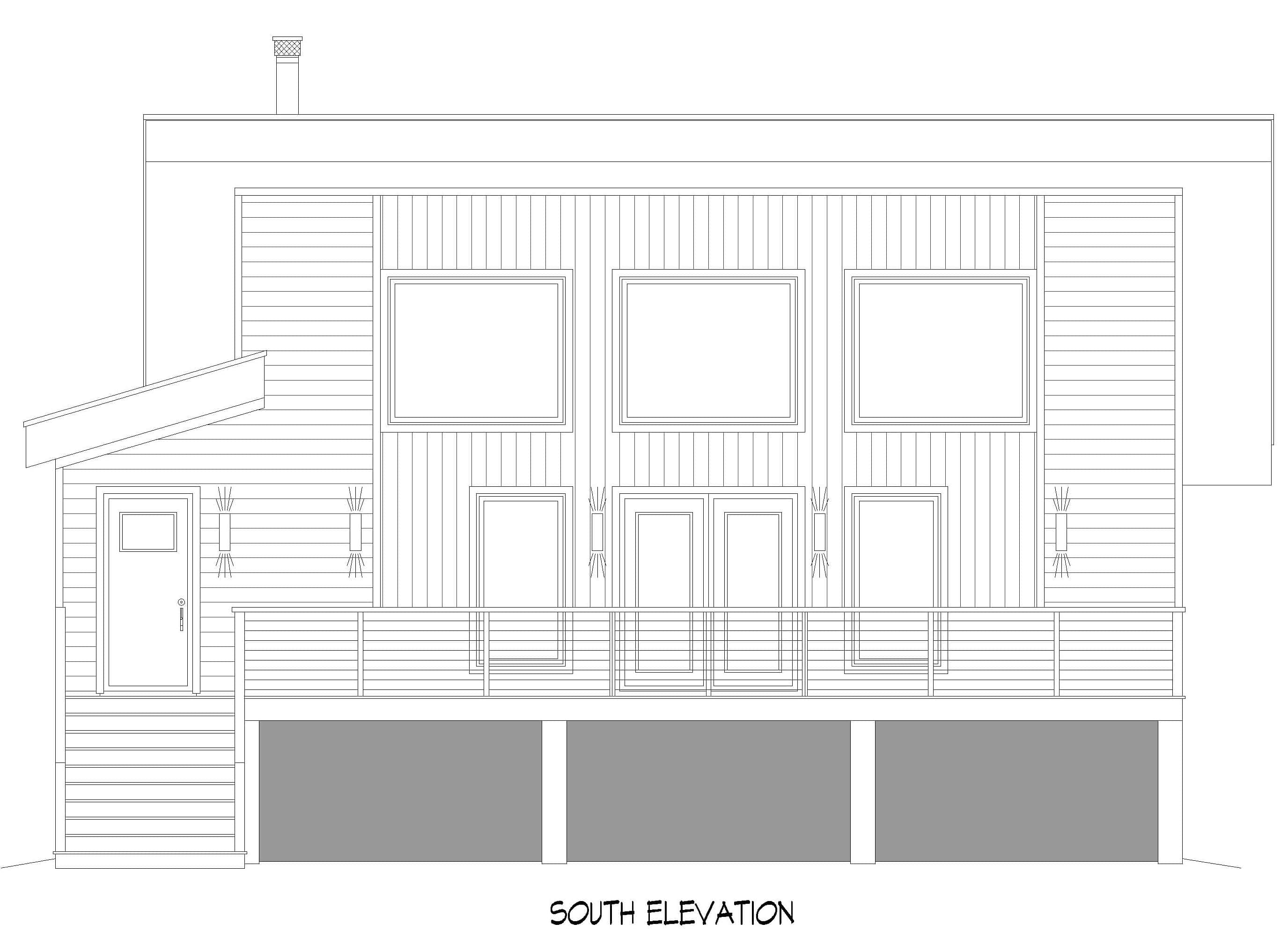 Home Plan Front Elevation of this 2-Bedroom,1308 Sq Ft Plan -196-1886