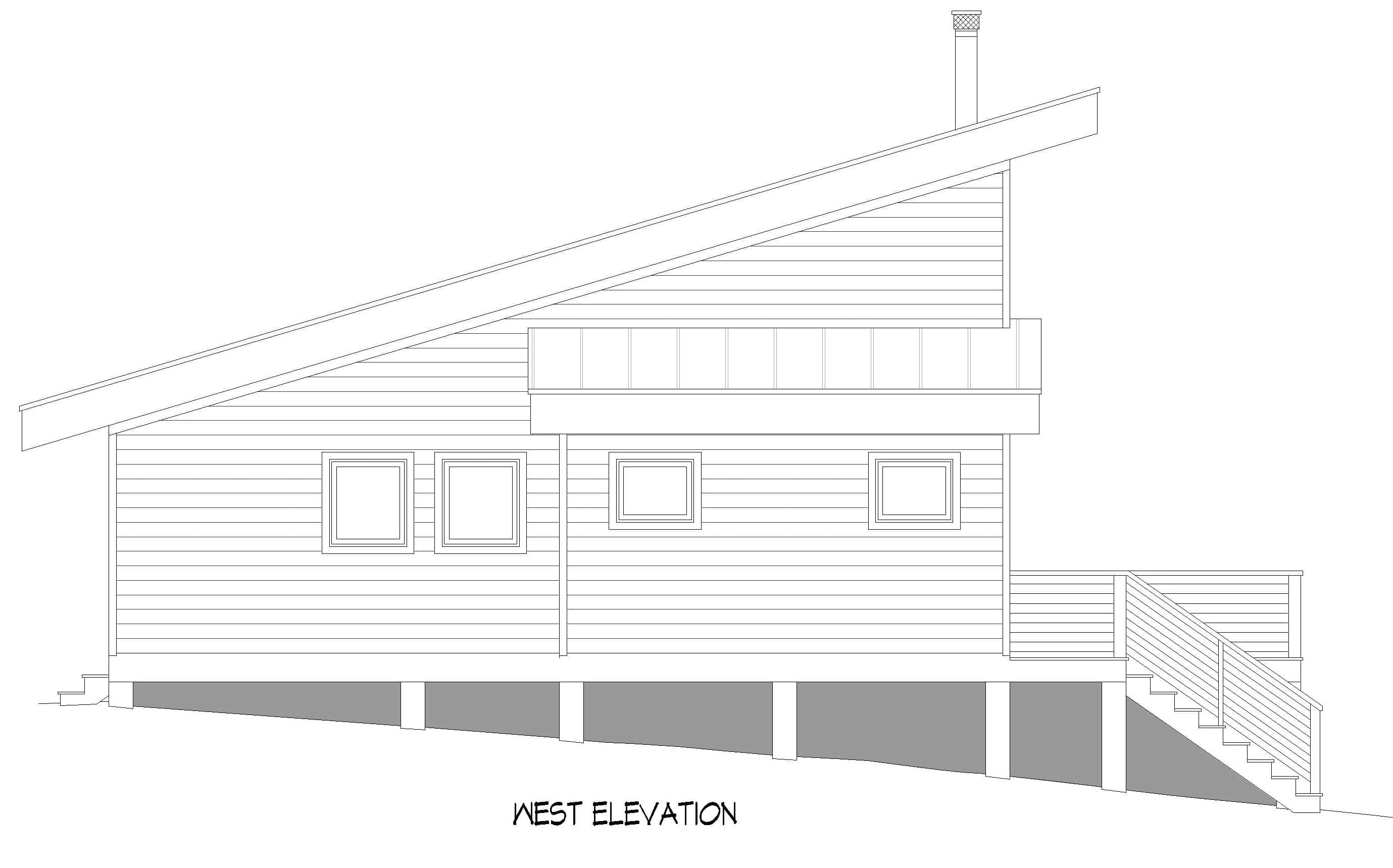 Home Plan Left Elevation of this 2-Bedroom,1308 Sq Ft Plan -196-1886