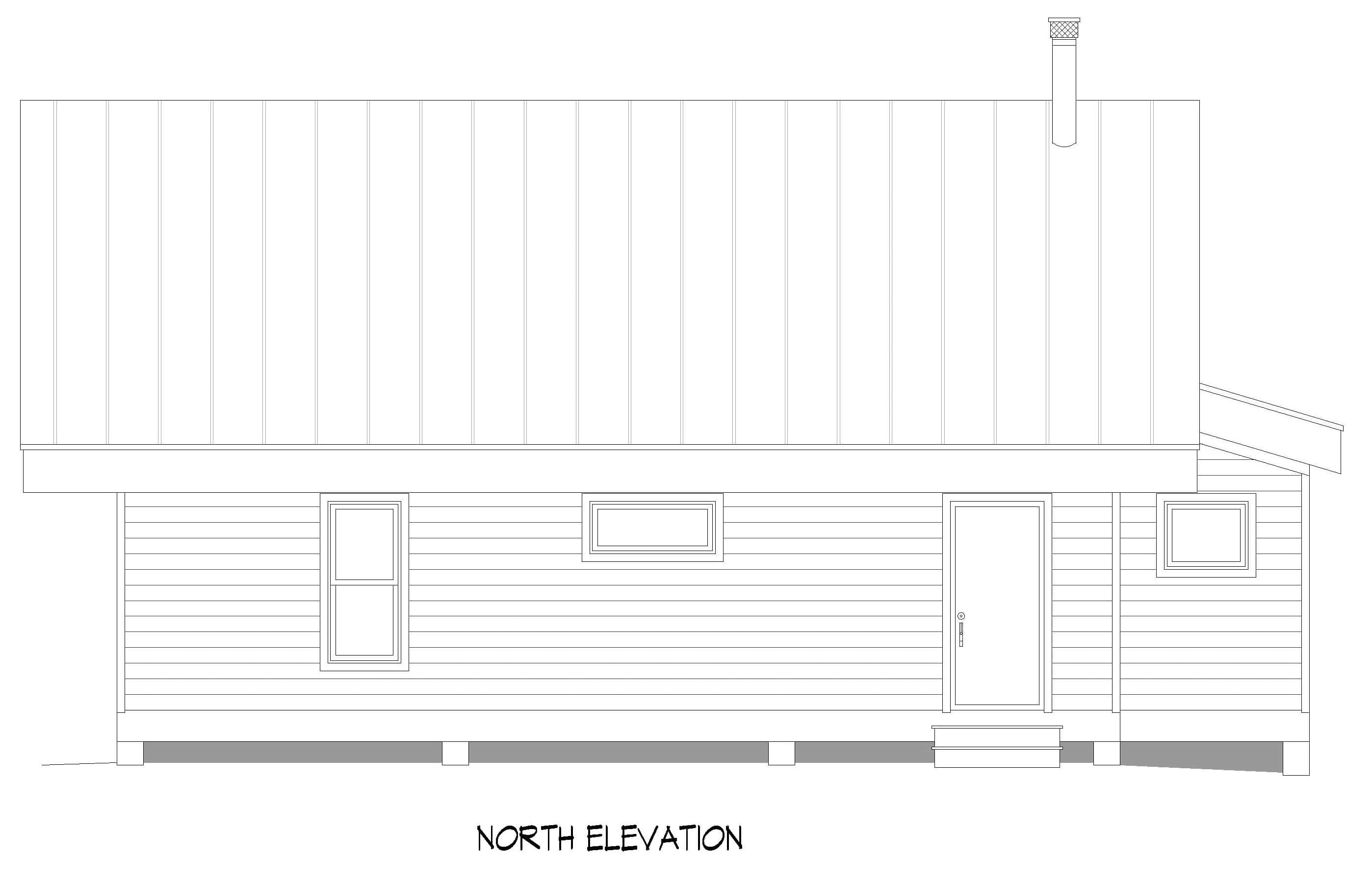 Home Plan Rear Elevation of this 2-Bedroom,1308 Sq Ft Plan -196-1886