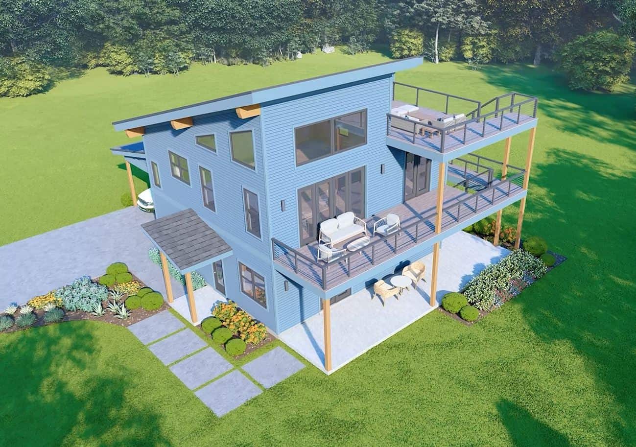 Aerial View of this 3-Bedroom,2176 Sq Ft Plan -196-1887