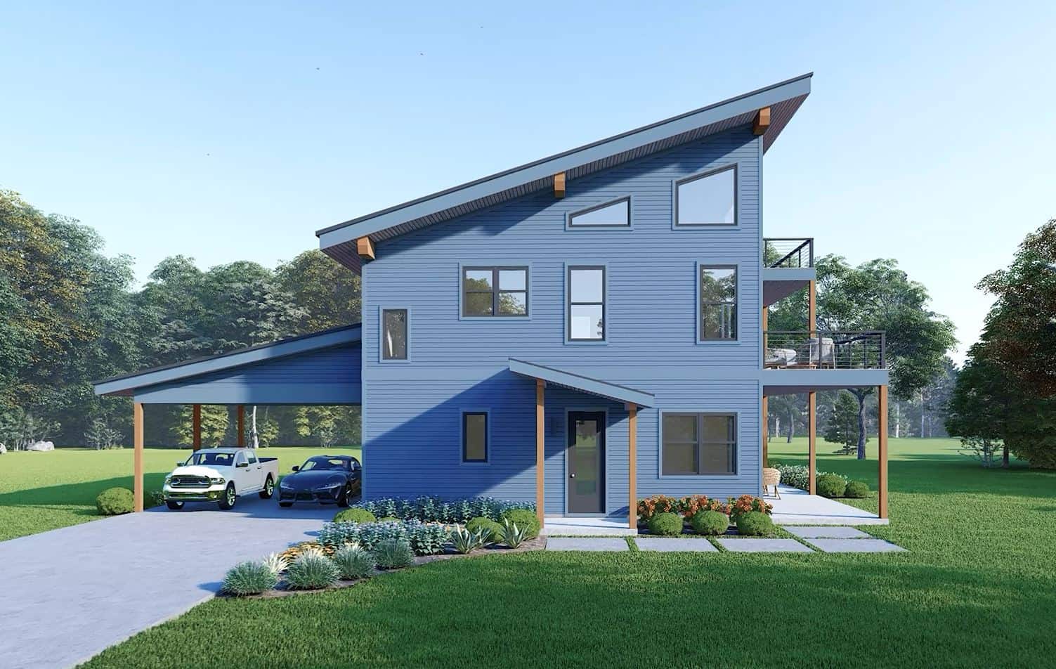 Left Side View of this 3-Bedroom,2176 Sq Ft Plan -196-1887