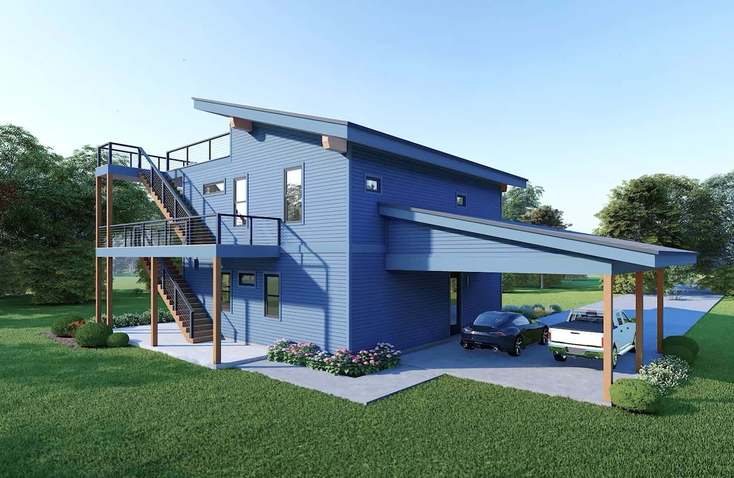 Rear View of this 3-Bedroom,2176 Sq Ft Plan -196-1887