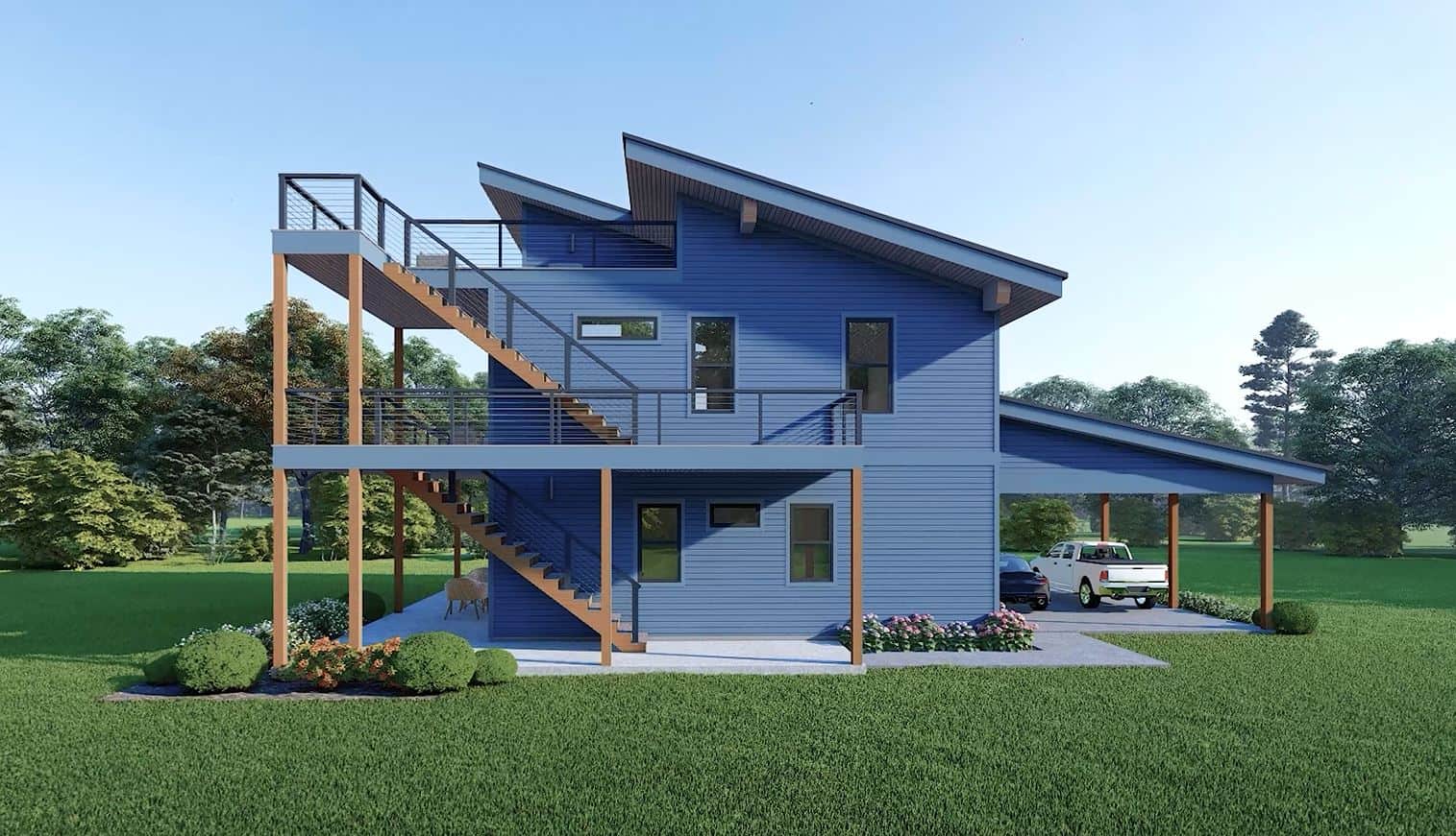 Right Side View of this 3-Bedroom,2176 Sq Ft Plan -196-1887