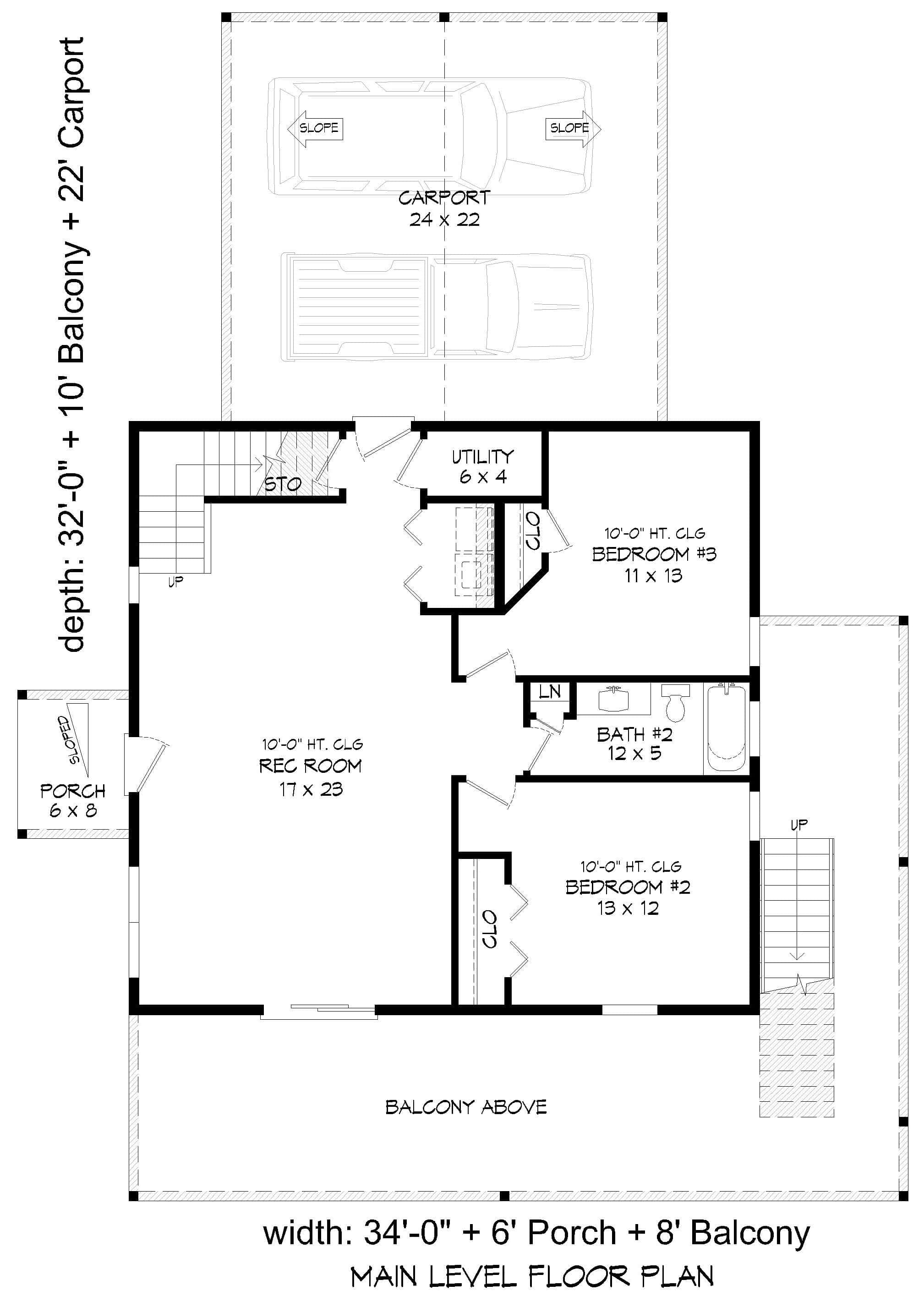 Main Level of Traditional Plan #196-1887