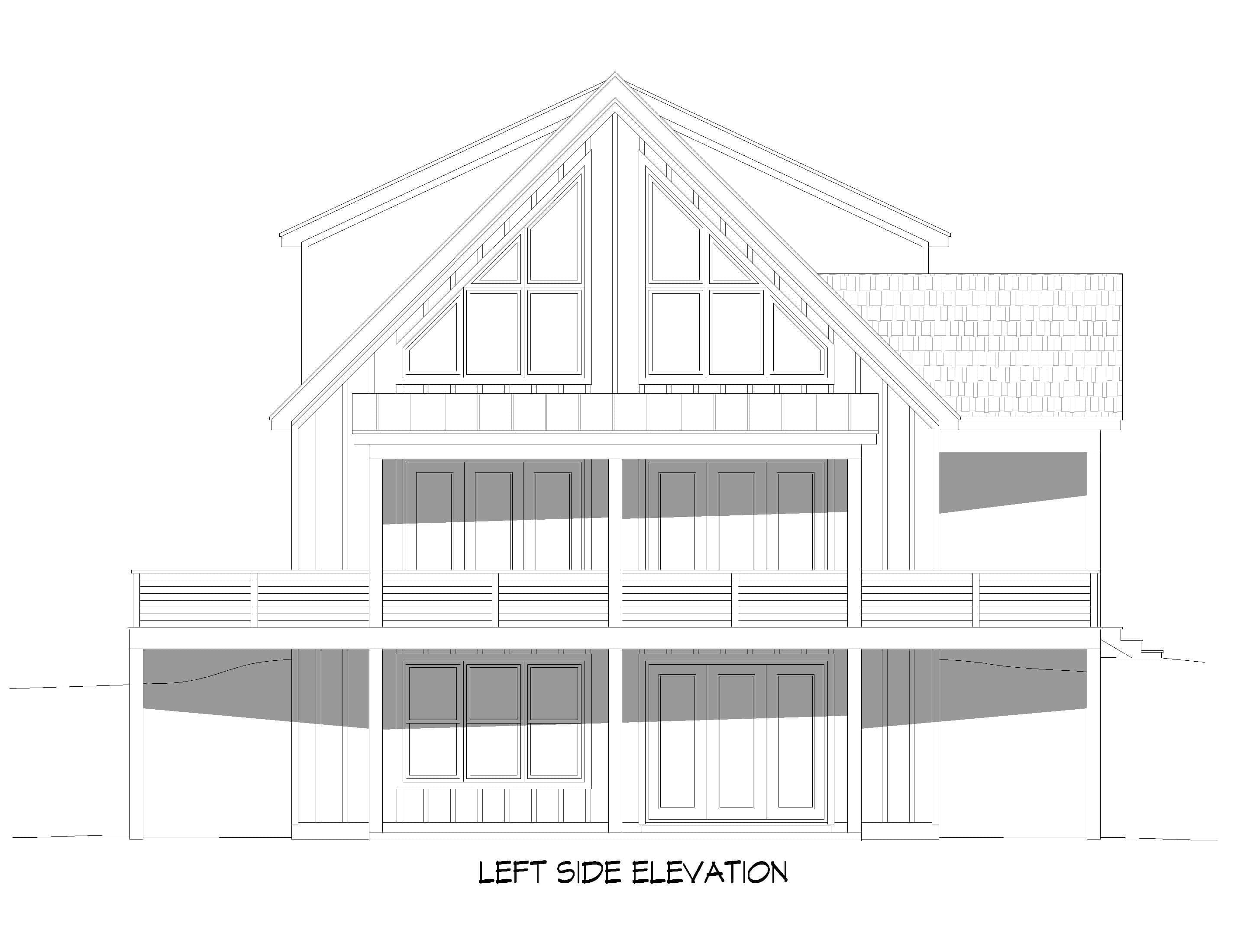 Home Plan Left Elevation of this 4-Bedroom,2912 Sq Ft Plan -196-1888