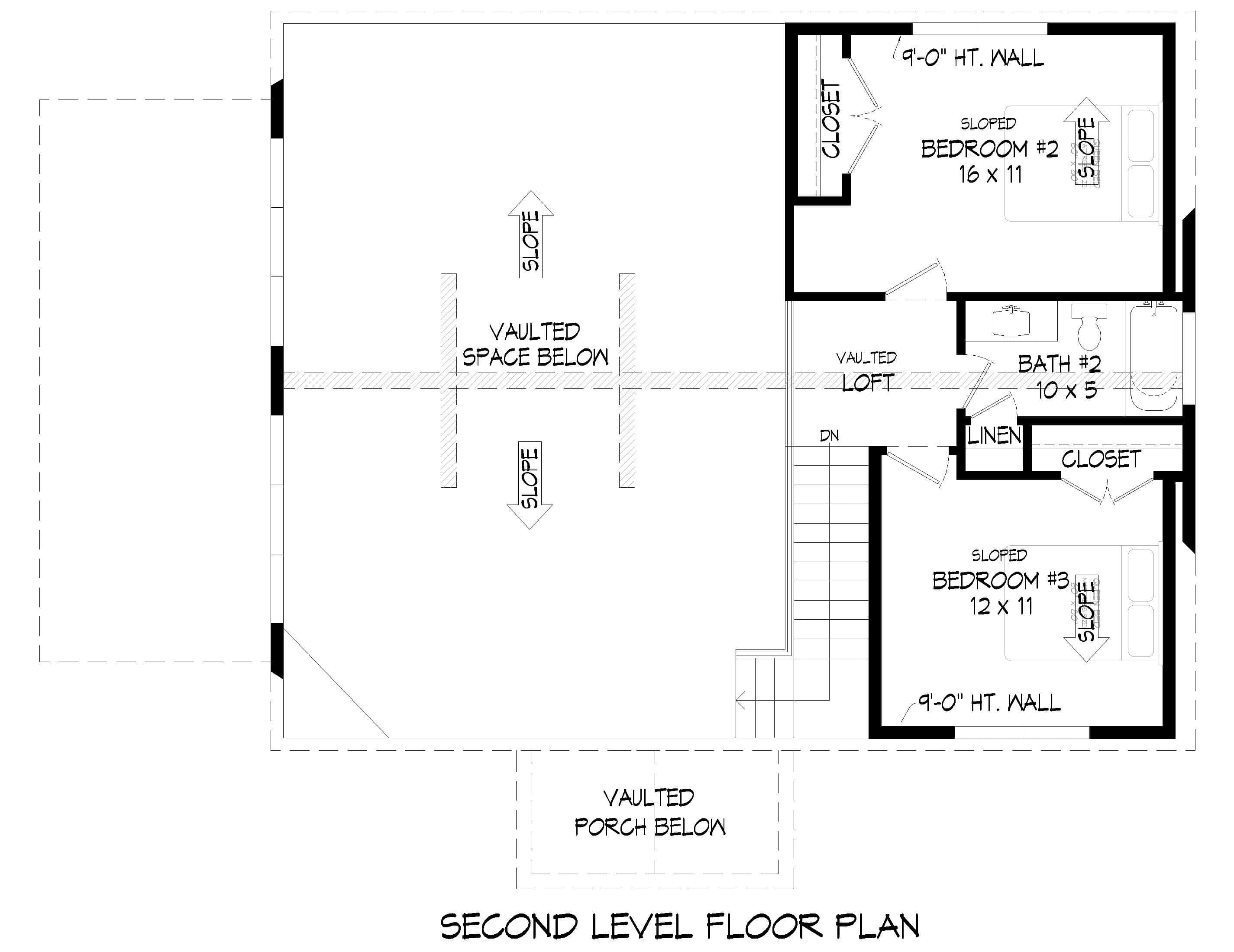 Upper Level of Traditional Plan #196-1888