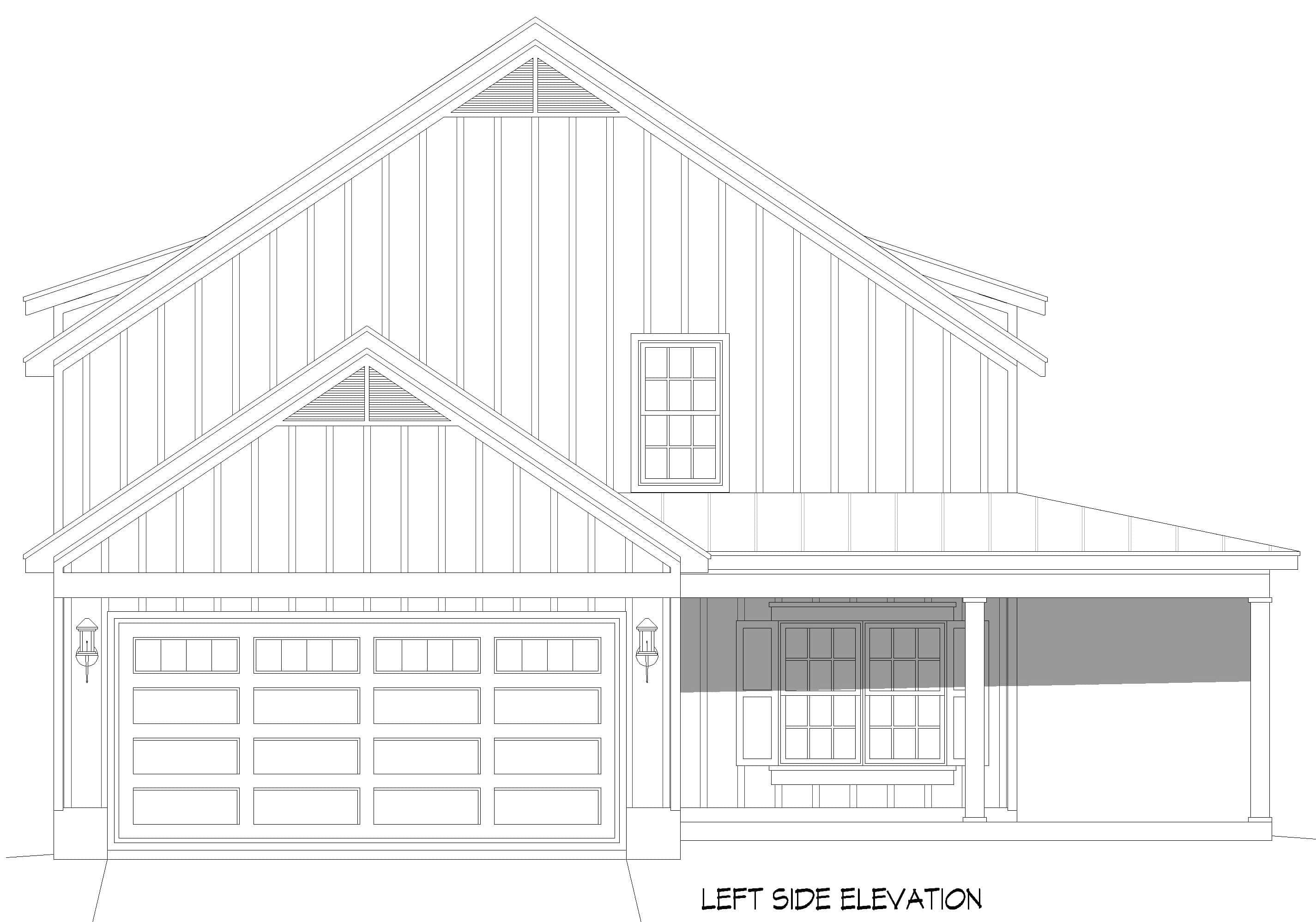 Home Plan Left Elevation of this 3-Bedroom,2400 Sq Ft Plan -196-1889
