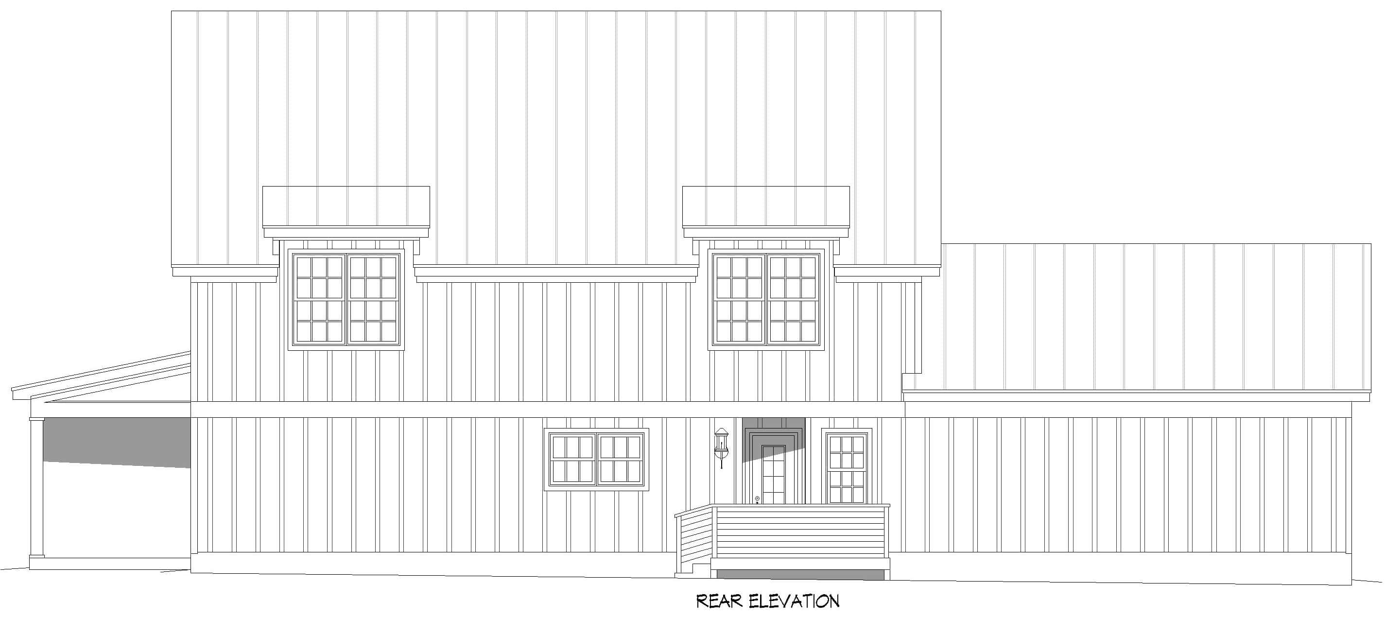 Home Plan Rear Elevation of this 3-Bedroom,2400 Sq Ft Plan -196-1889