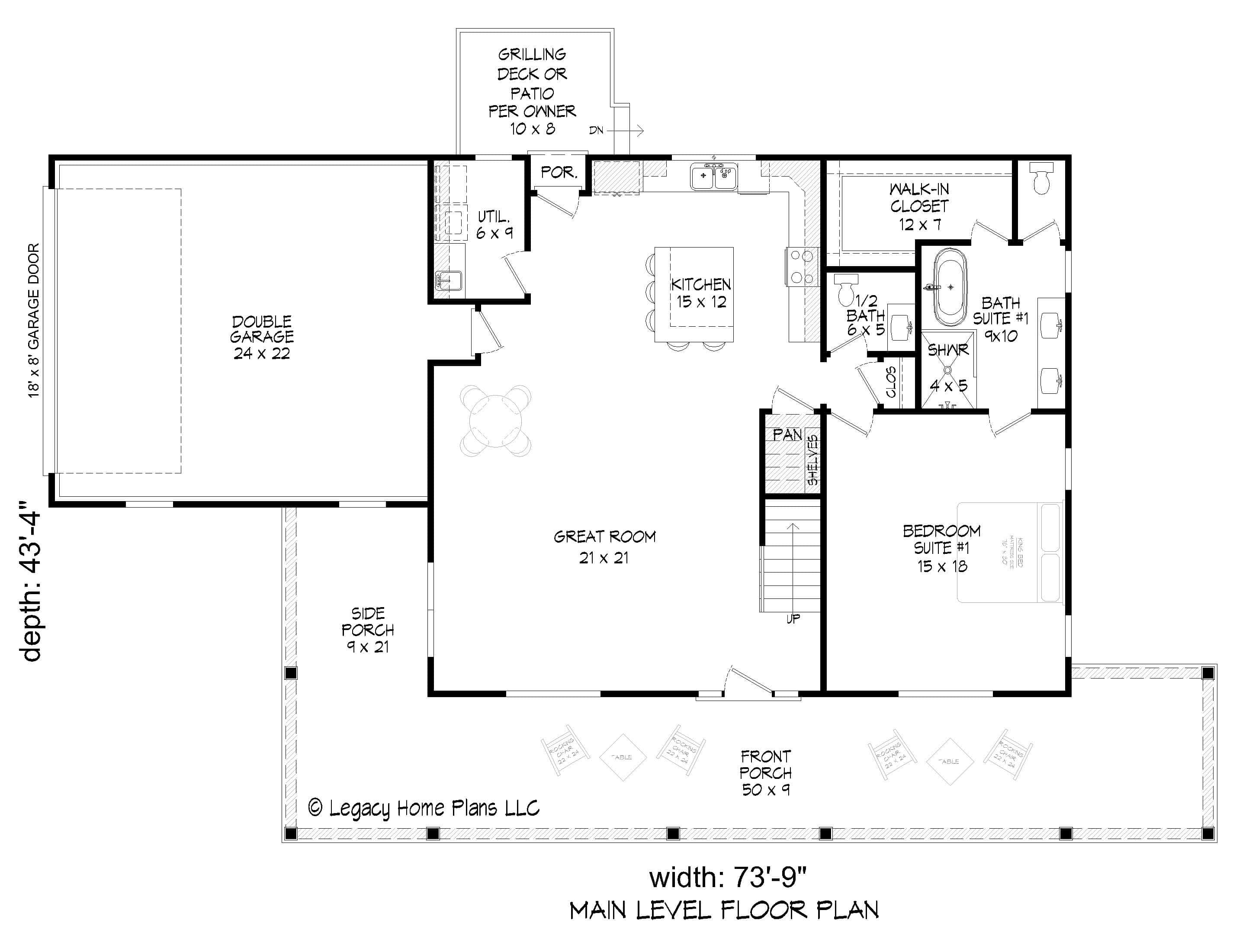 Main Level of Colonial Plan #196-1889