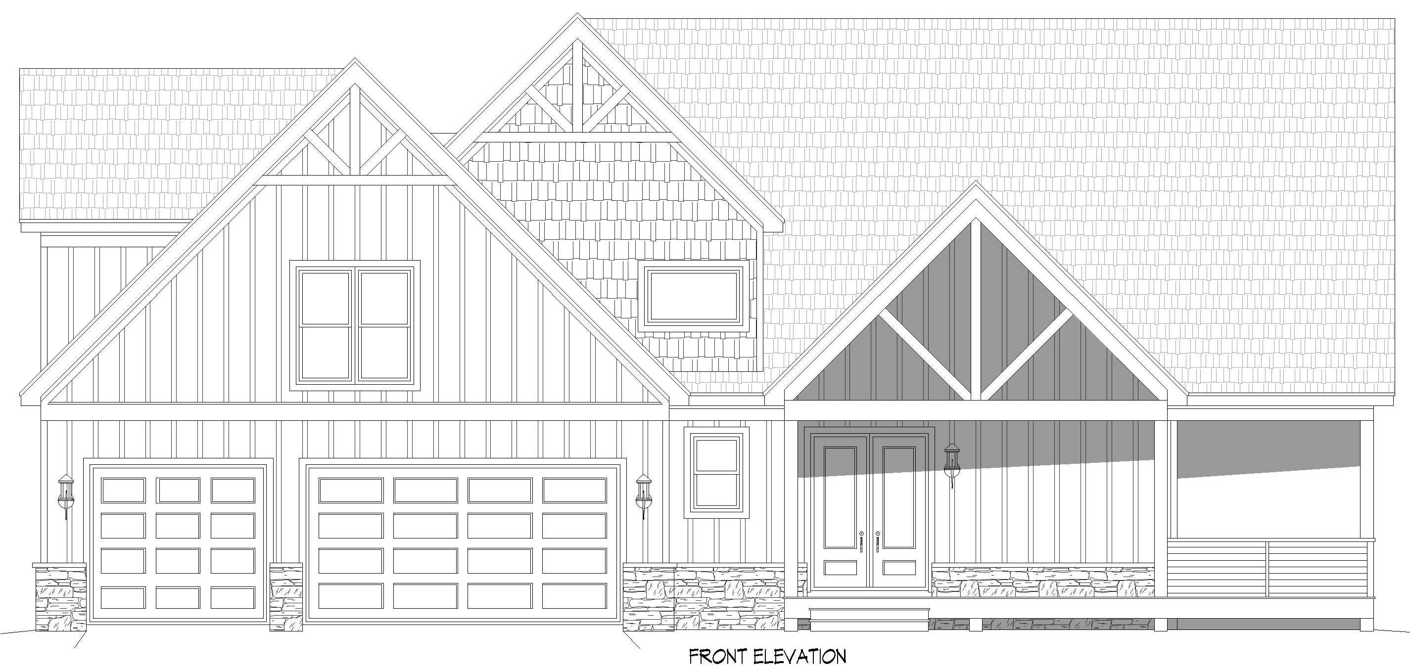 Home Plan Front Elevation of this 4-Bedroom,2714 Sq Ft Plan -196-1890