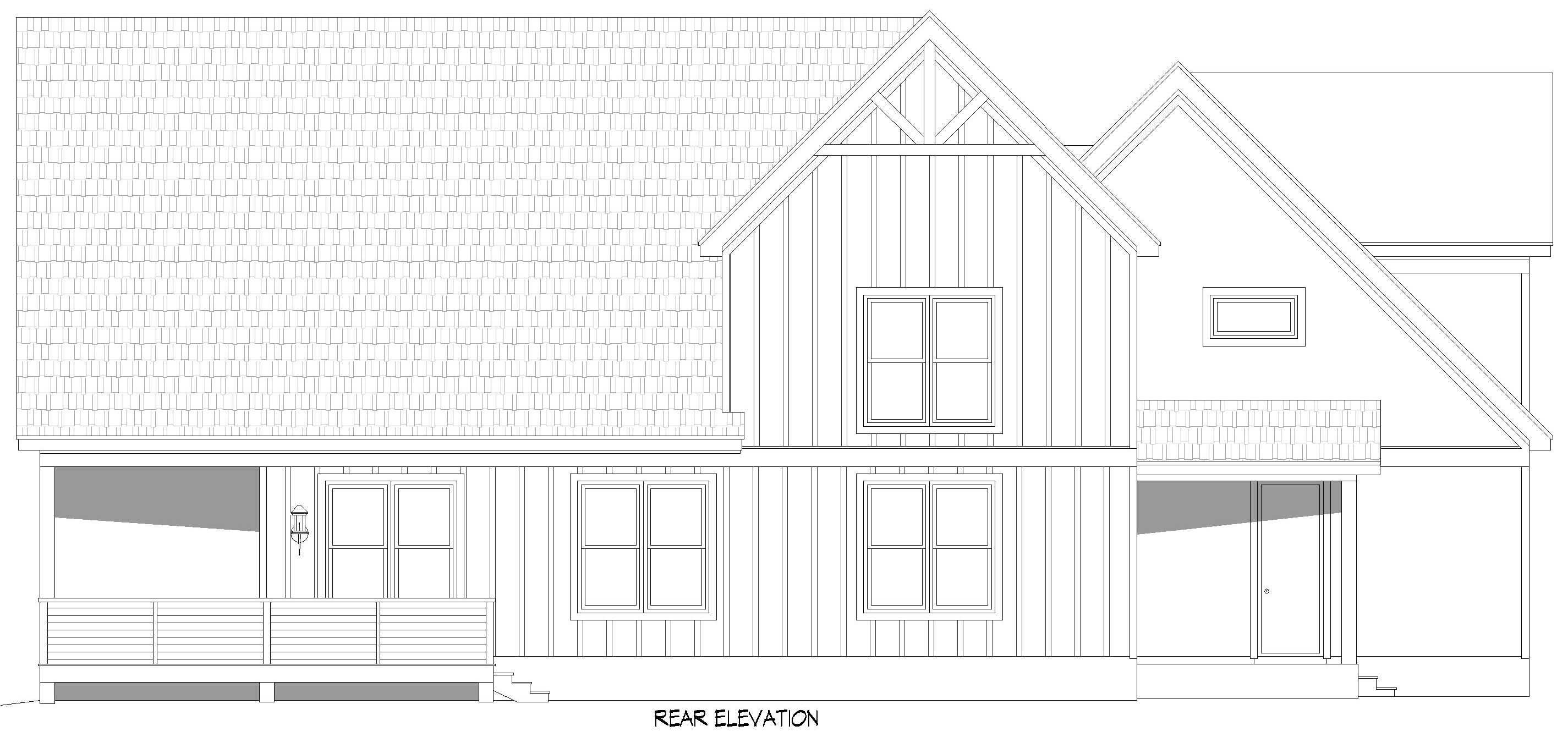 Home Plan Rear Elevation of this 4-Bedroom,2714 Sq Ft Plan -196-1890