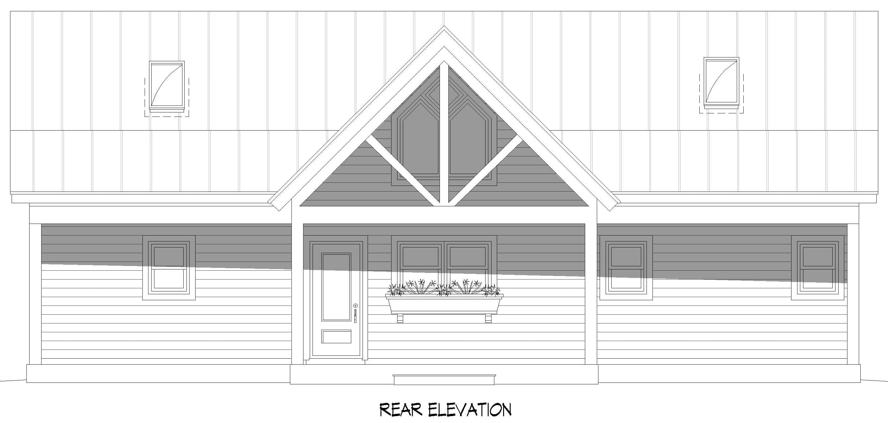 Home Plan Rear Elevation of this 2-Bedroom,1551 Sq Ft Plan -196-1892