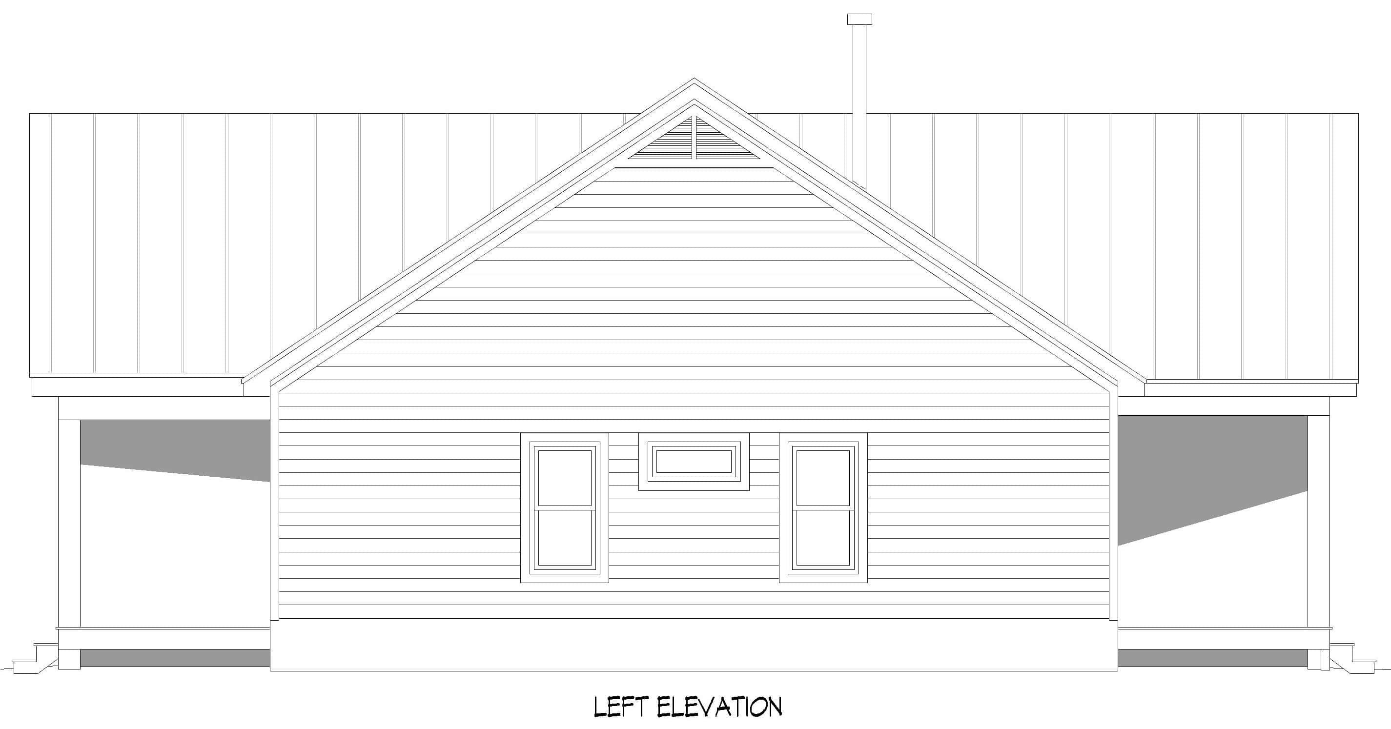 Home Plan Left Elevation of this 3-Bedroom,1600 Sq Ft Plan -196-1893