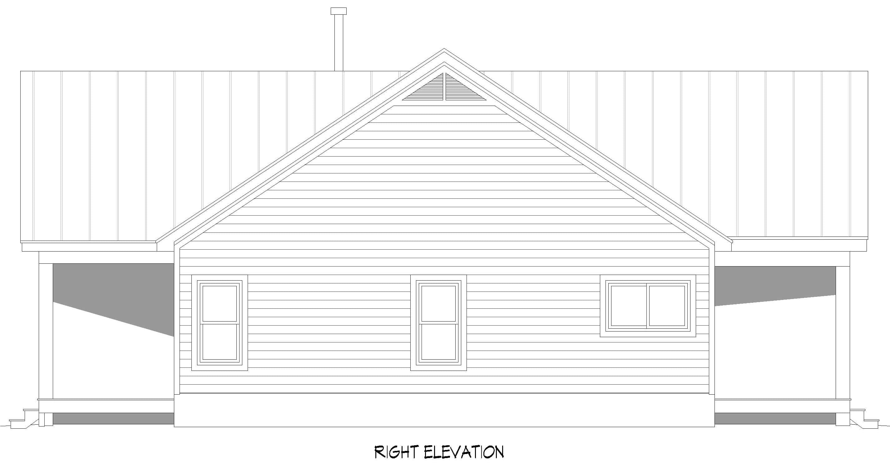Home Plan Right Elevation of this 3-Bedroom,1600 Sq Ft Plan -196-1893