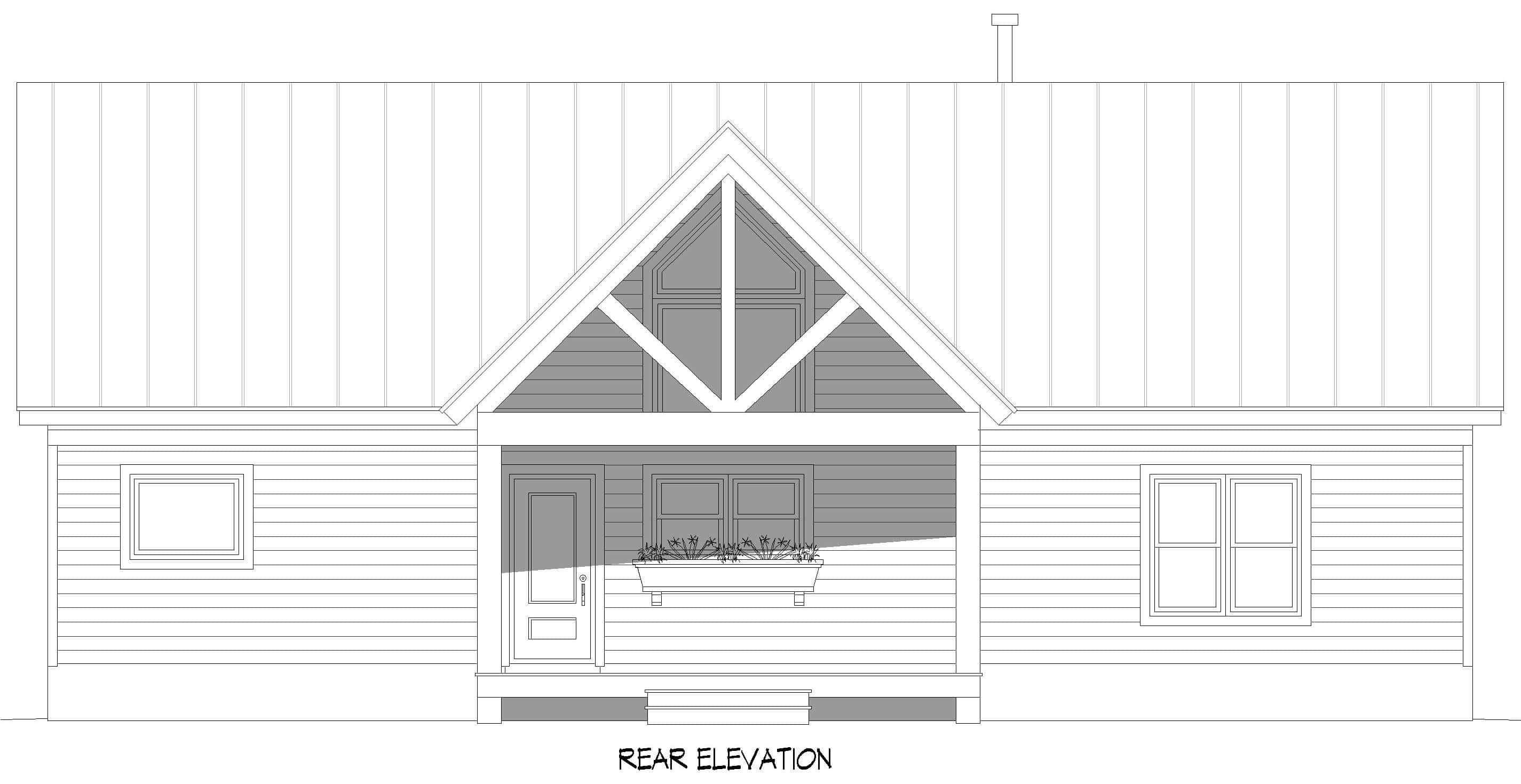 Home Plan Rear Elevation of this 3-Bedroom,1600 Sq Ft Plan -196-1893