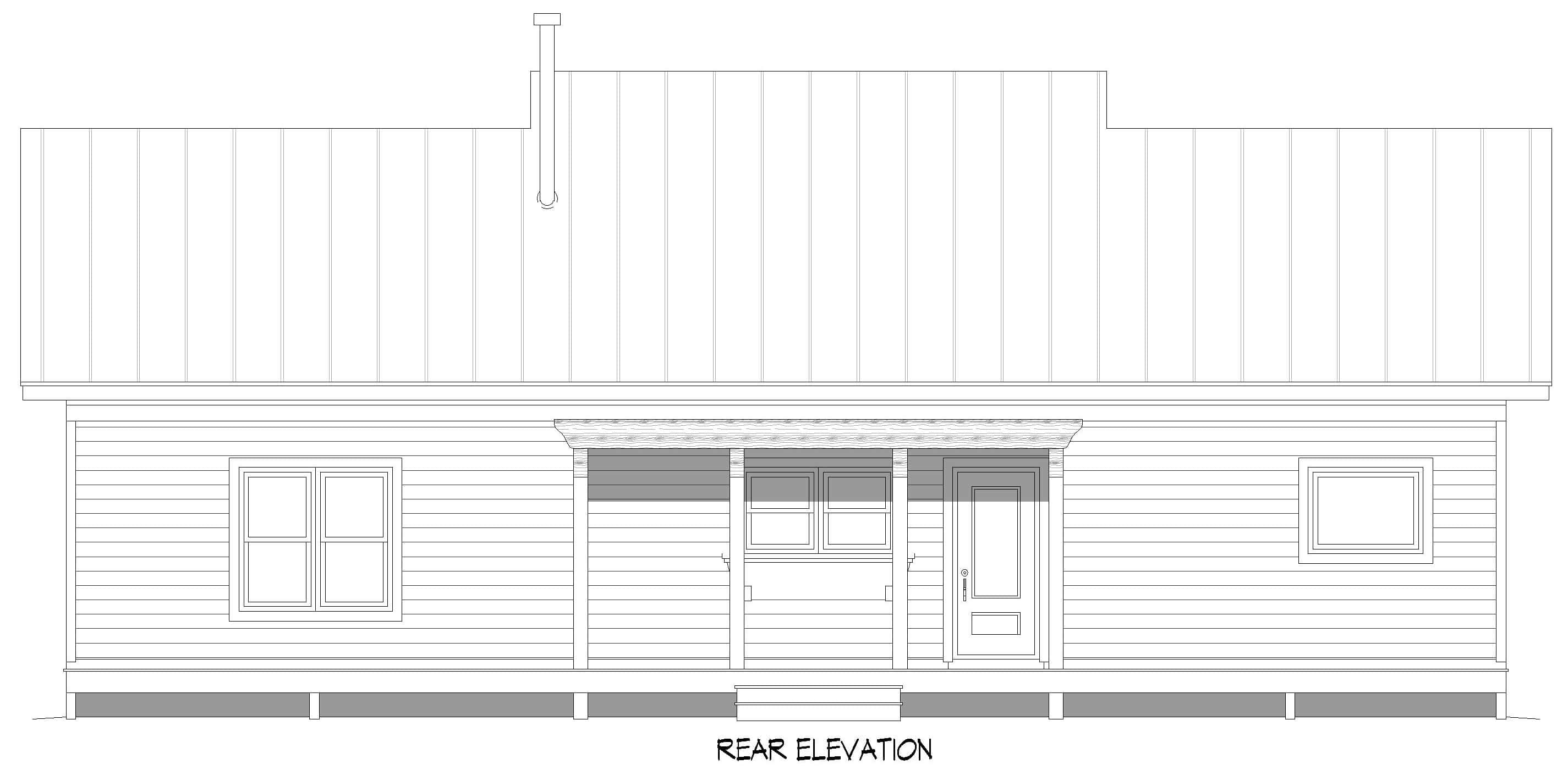 Home Plan Rear Elevation of this 3-Bedroom,1600 Sq Ft Plan -196-1894