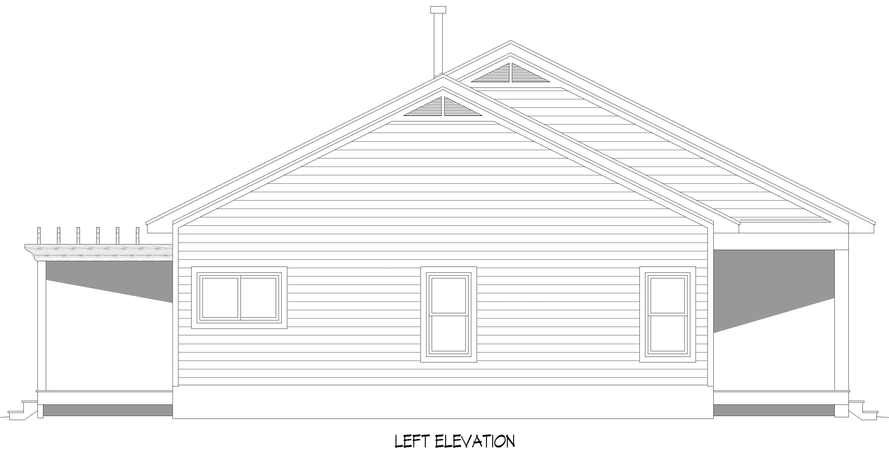 Home Plan Left Elevation of this 3-Bedroom,1600 Sq Ft Plan -196-1894