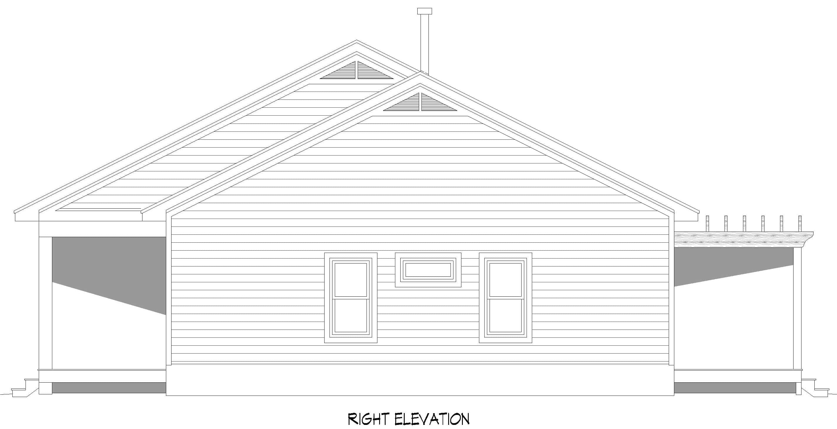 Home Plan Right Elevation of this 3-Bedroom,1600 Sq Ft Plan -196-1894