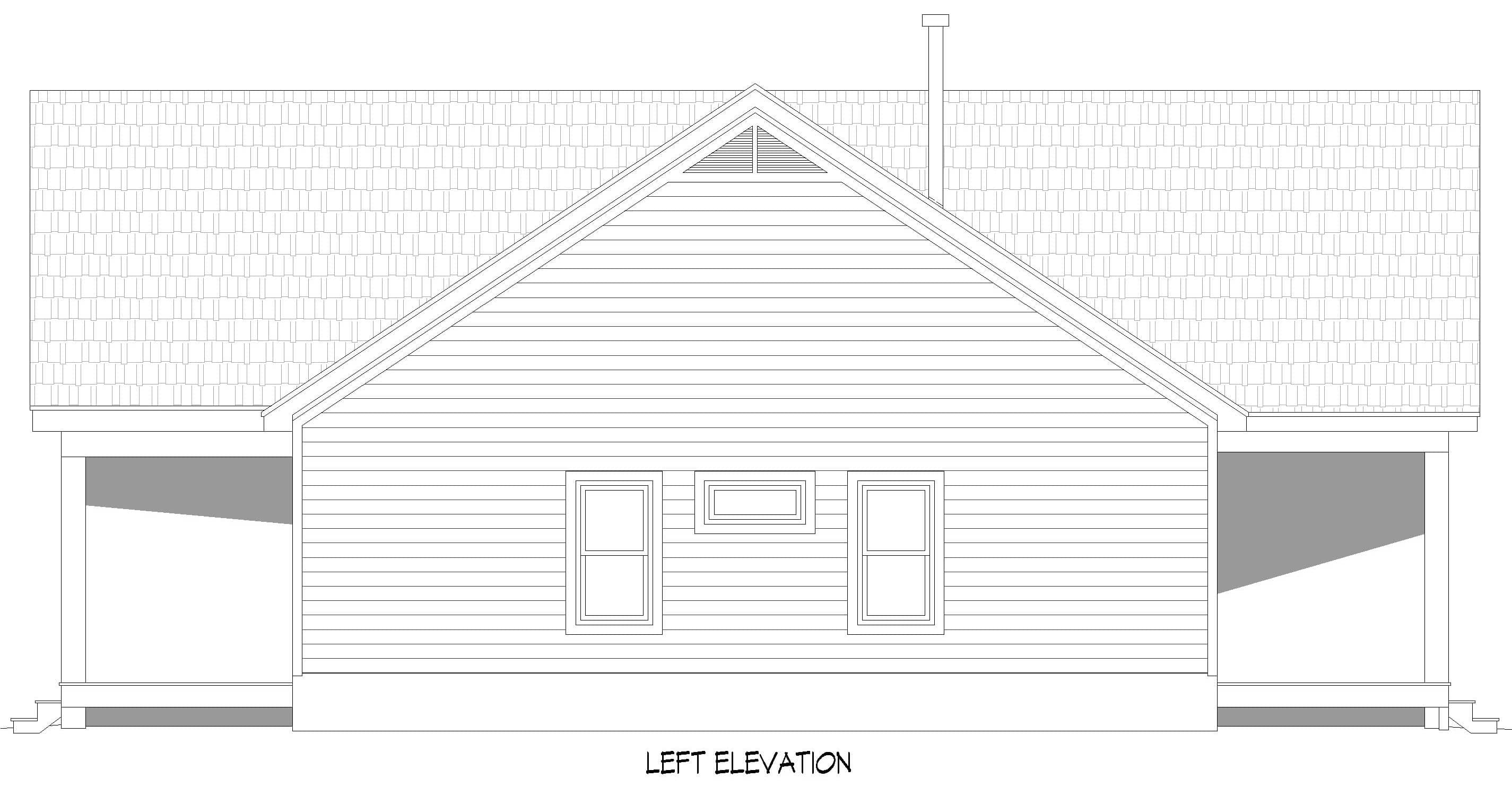 Home Plan Left Elevation of this 3-Bedroom,1600 Sq Ft Plan -196-1895