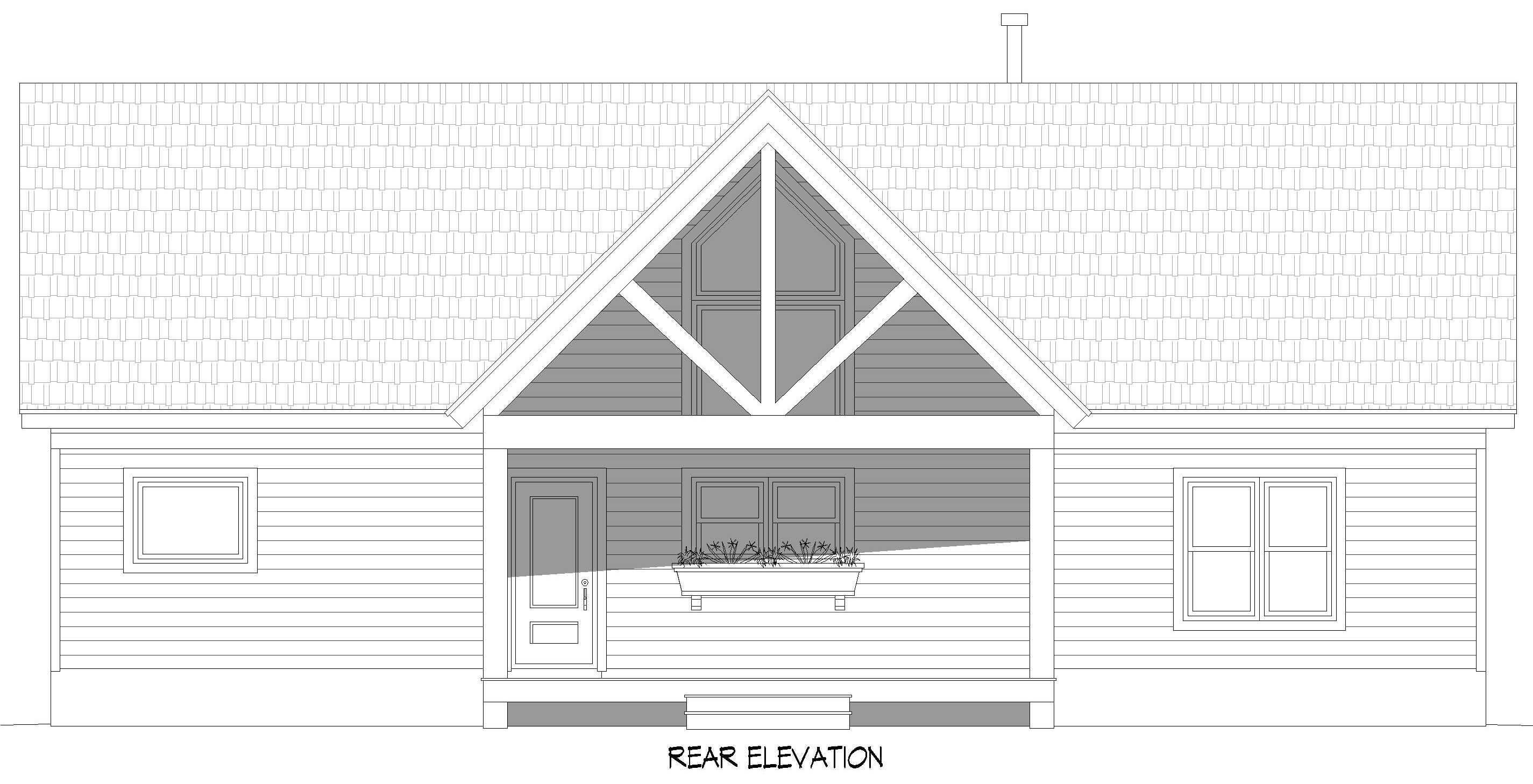 Home Plan Rear Elevation of this 3-Bedroom,1600 Sq Ft Plan -196-1895