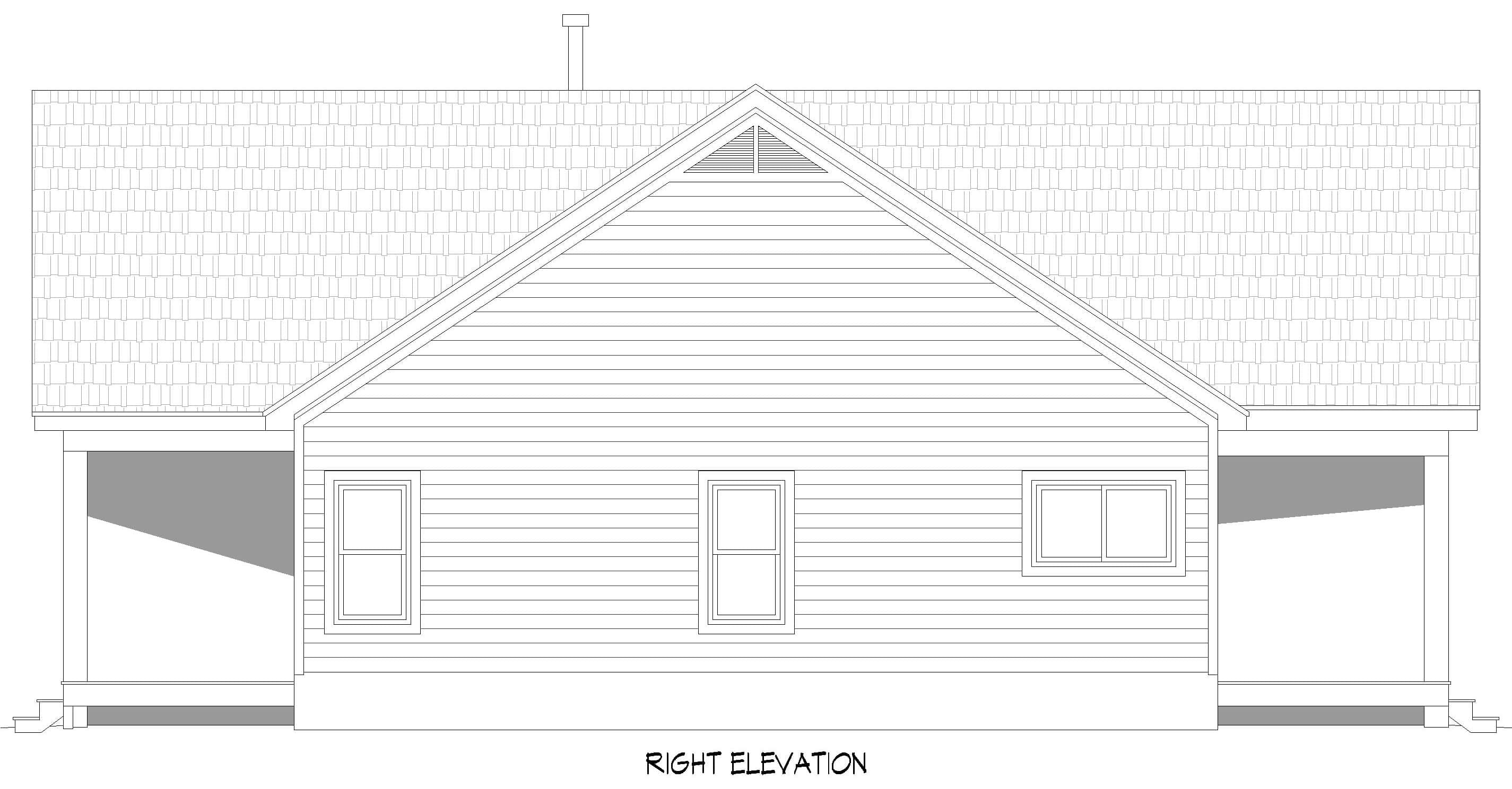 Home Plan Right Elevation of this 3-Bedroom,1600 Sq Ft Plan -196-1895